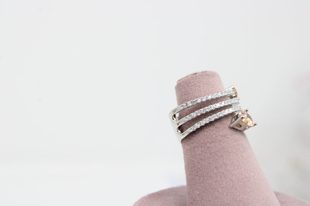 Sterling Silver VeeLux Premium Crystal Dual Glow Ring
