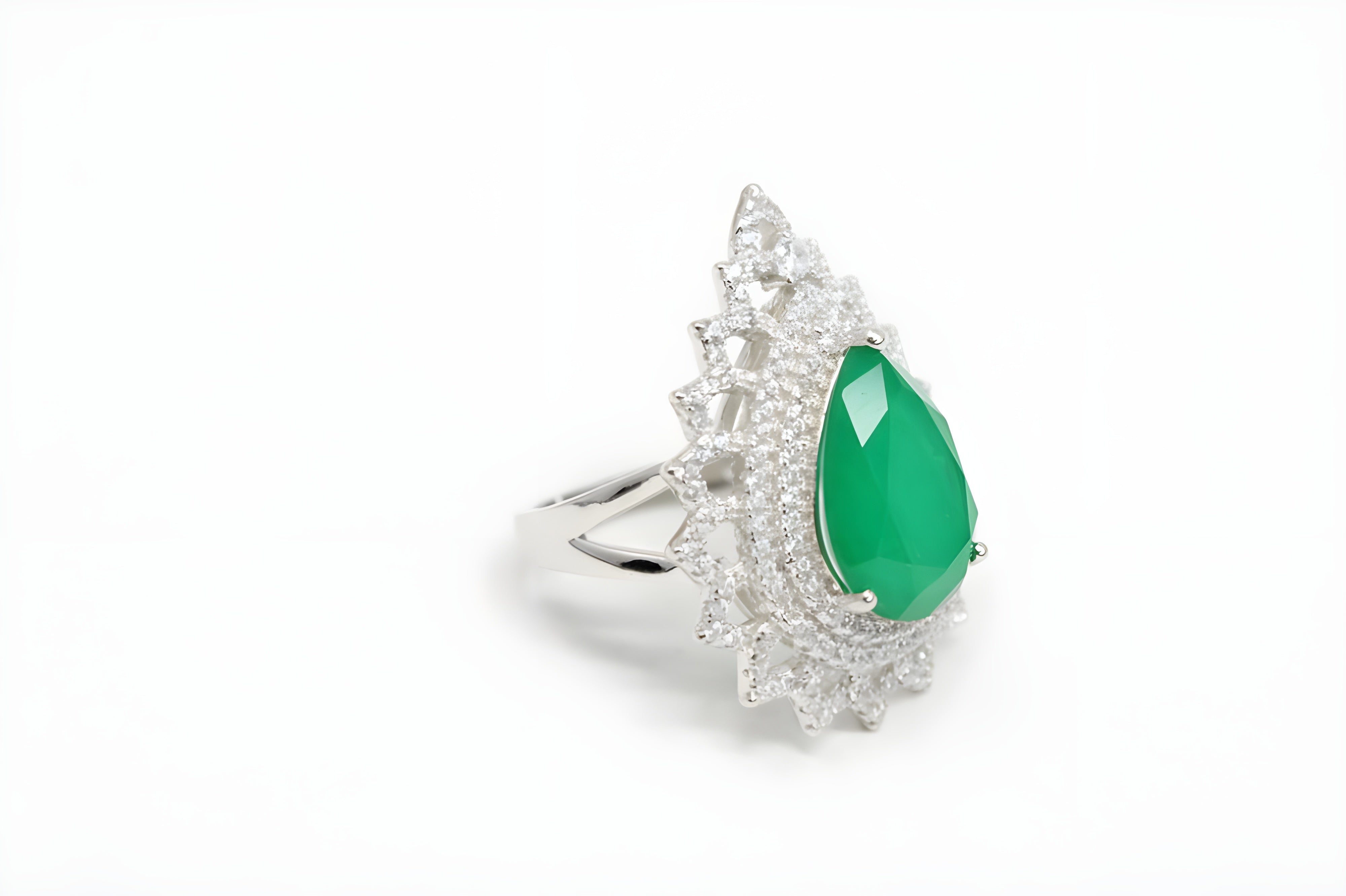 Sterling Silver VeeLux Premium Crystal Water Drop Ring