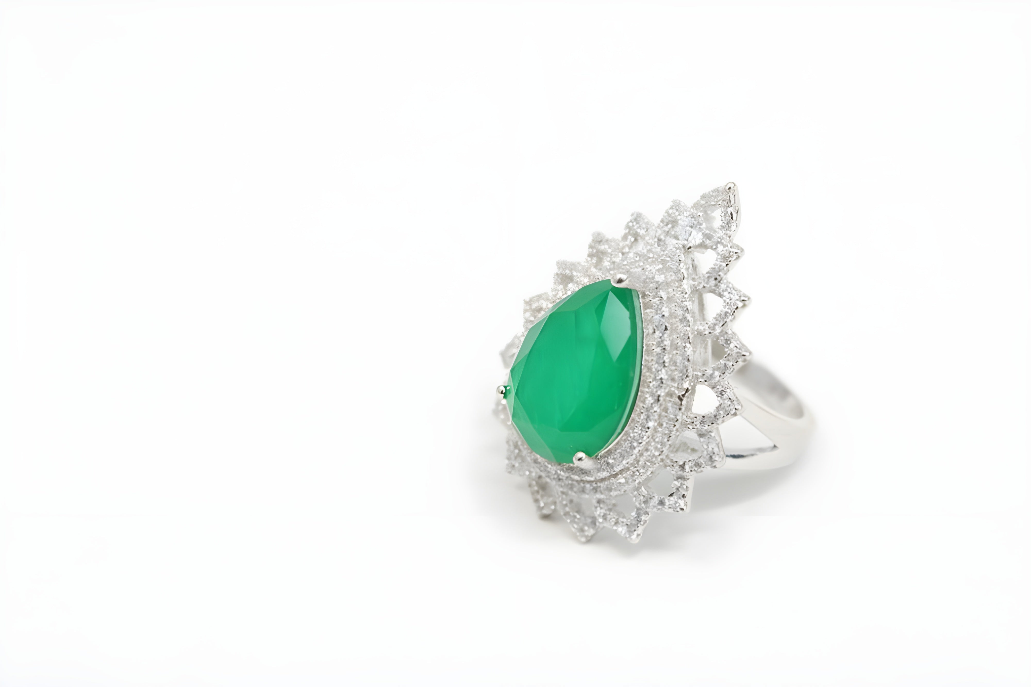 Sterling Silver VeeLux Premium Crystal Water Drop Ring