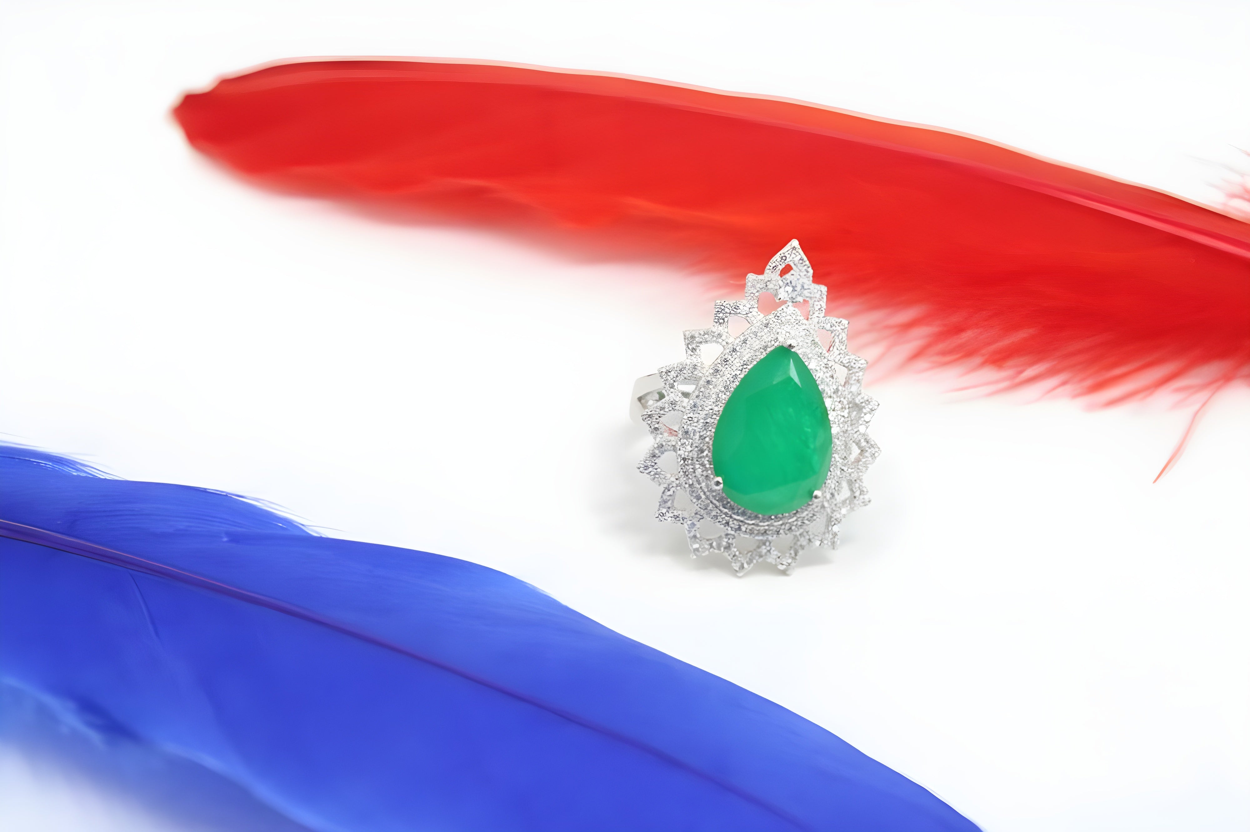 Sterling Silver VeeLux Premium Crystal Water Drop Ring
