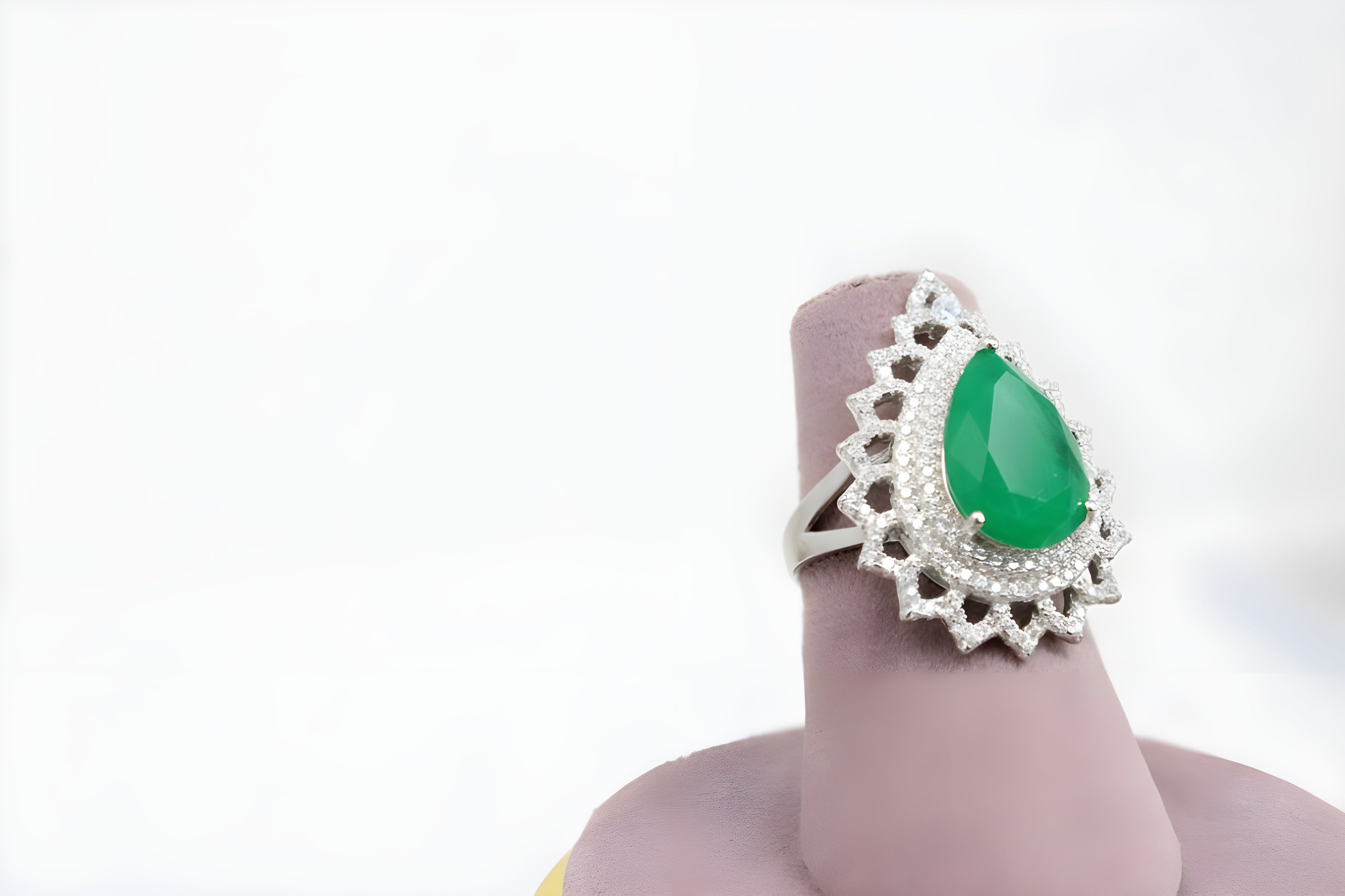 Sterling Silver VeeLux Premium Crystal Water Drop Ring