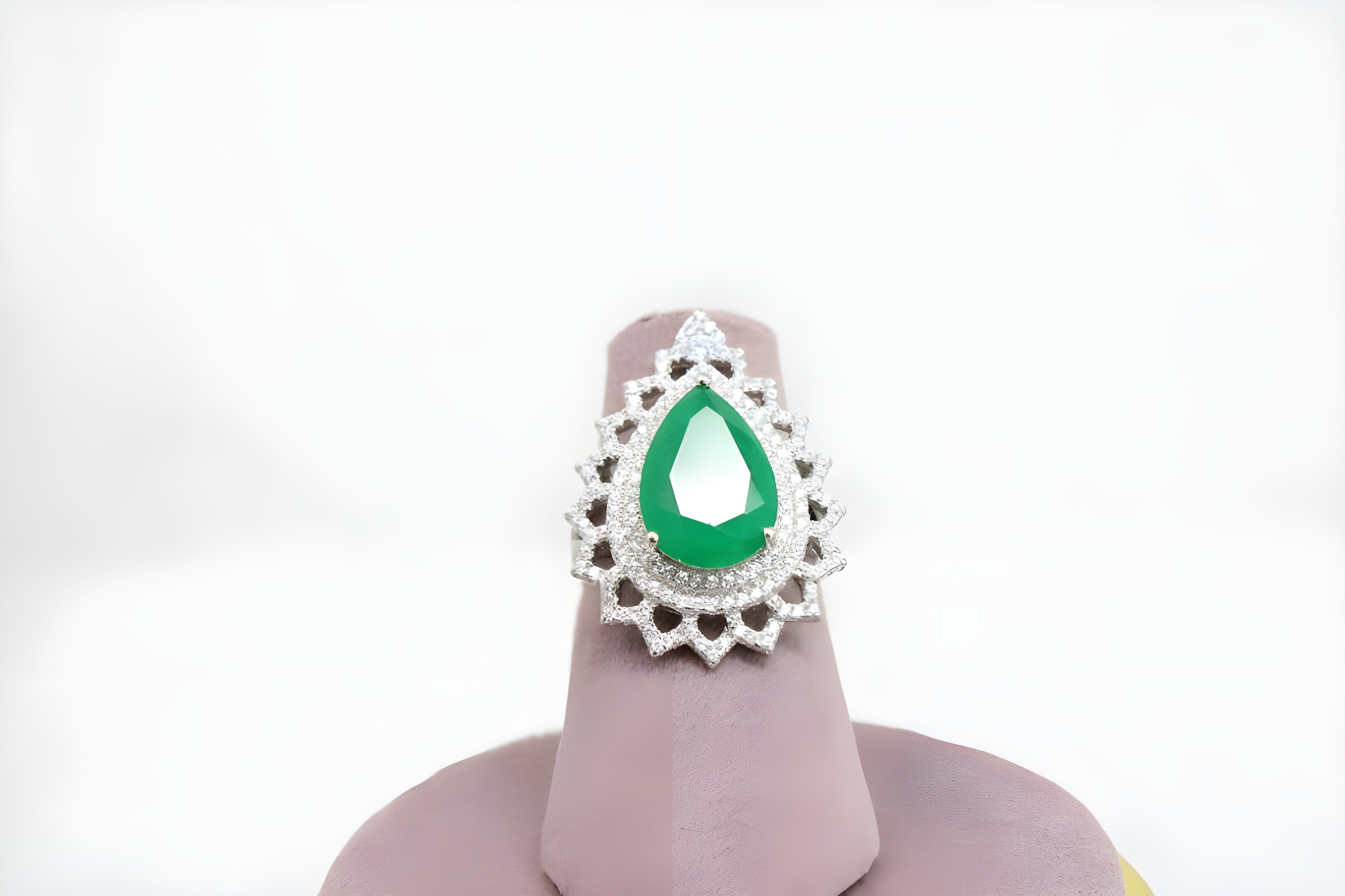 Sterling Silver VeeLux Premium Crystal Water Drop Ring