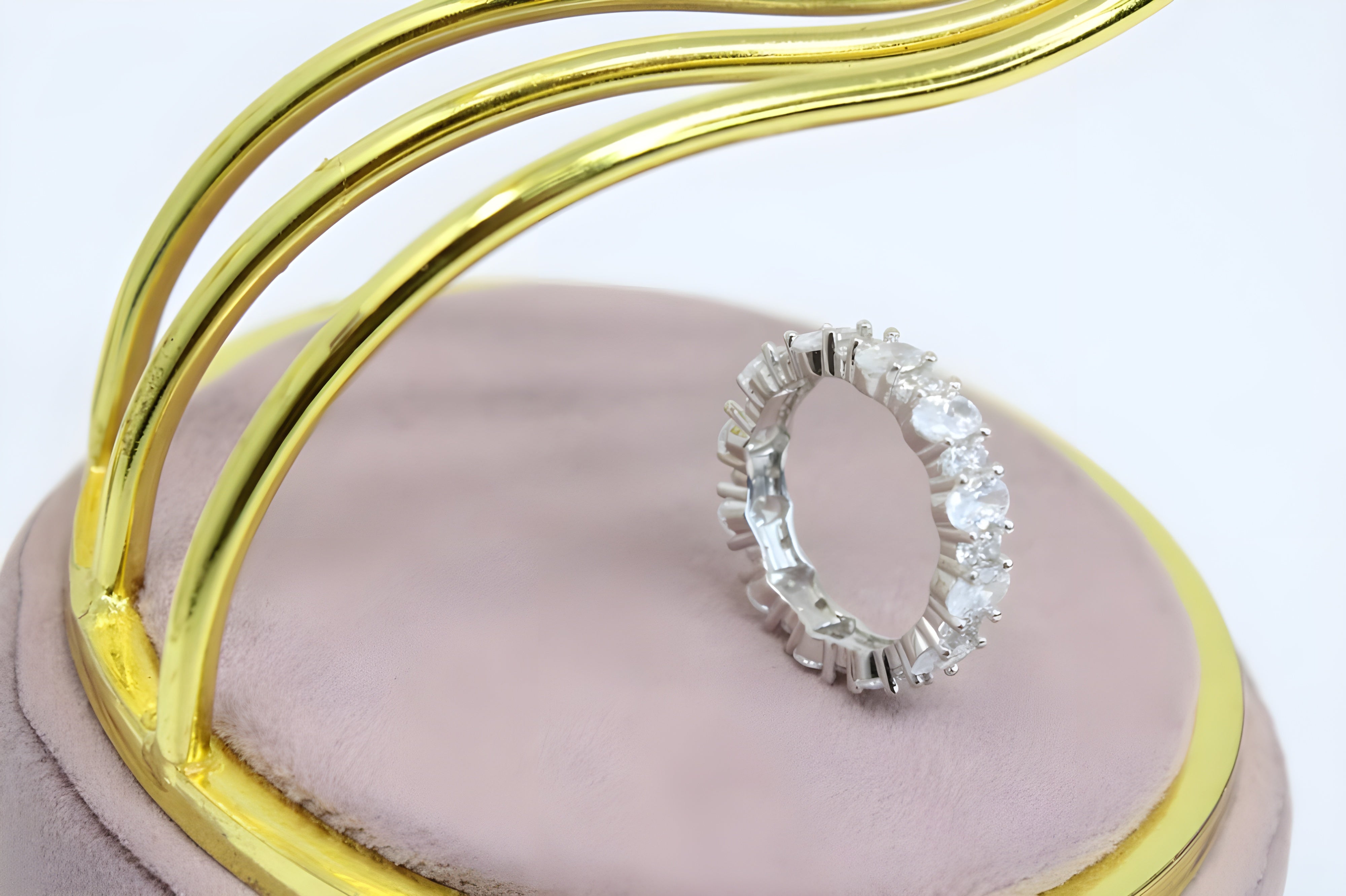 Diamond Brilliance Sterling Silver VeeLux Premium Crystal Border Ring