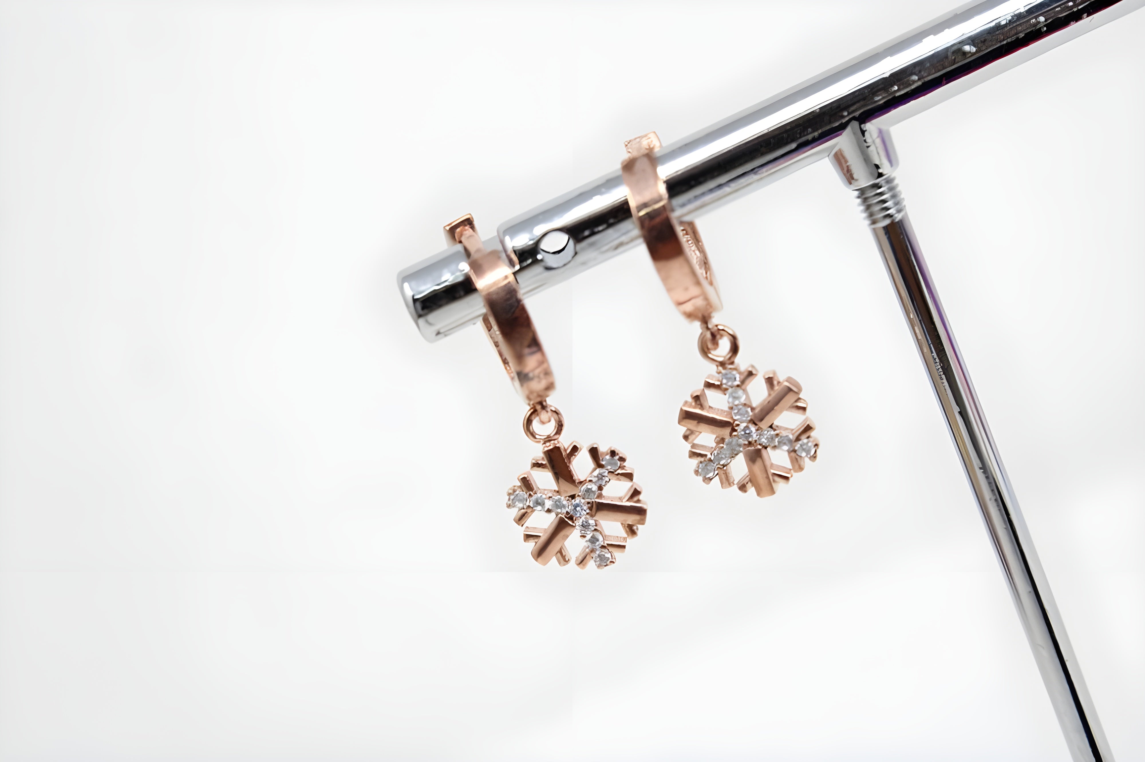 Gilded Blossom 92.5 Sterling Silver with Copper Gold Pretty Pink Flower Earrings