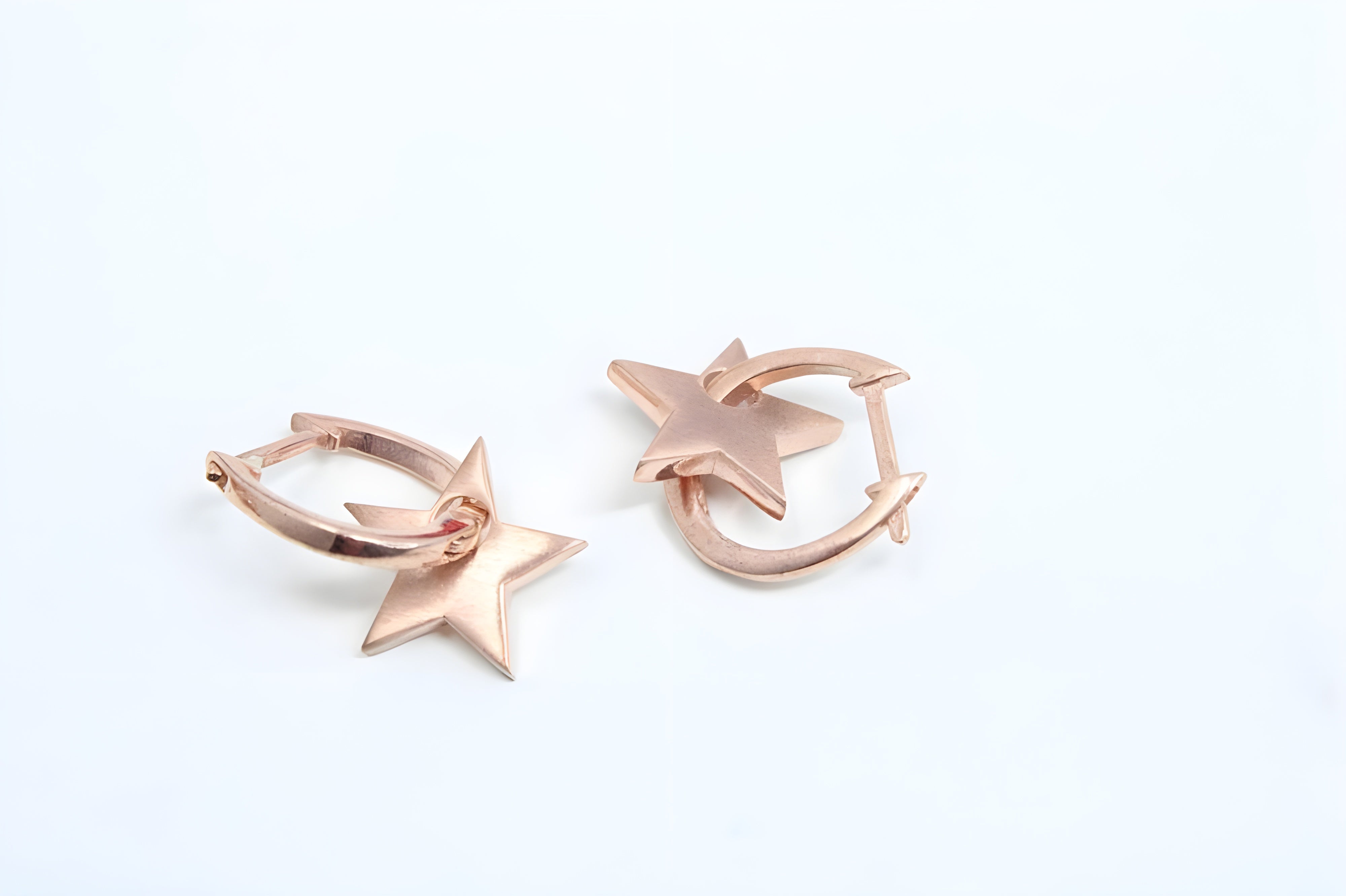 Golden Twinkle 92.5 Sterling Silver with Copper Gold Star-Shaped Earrings