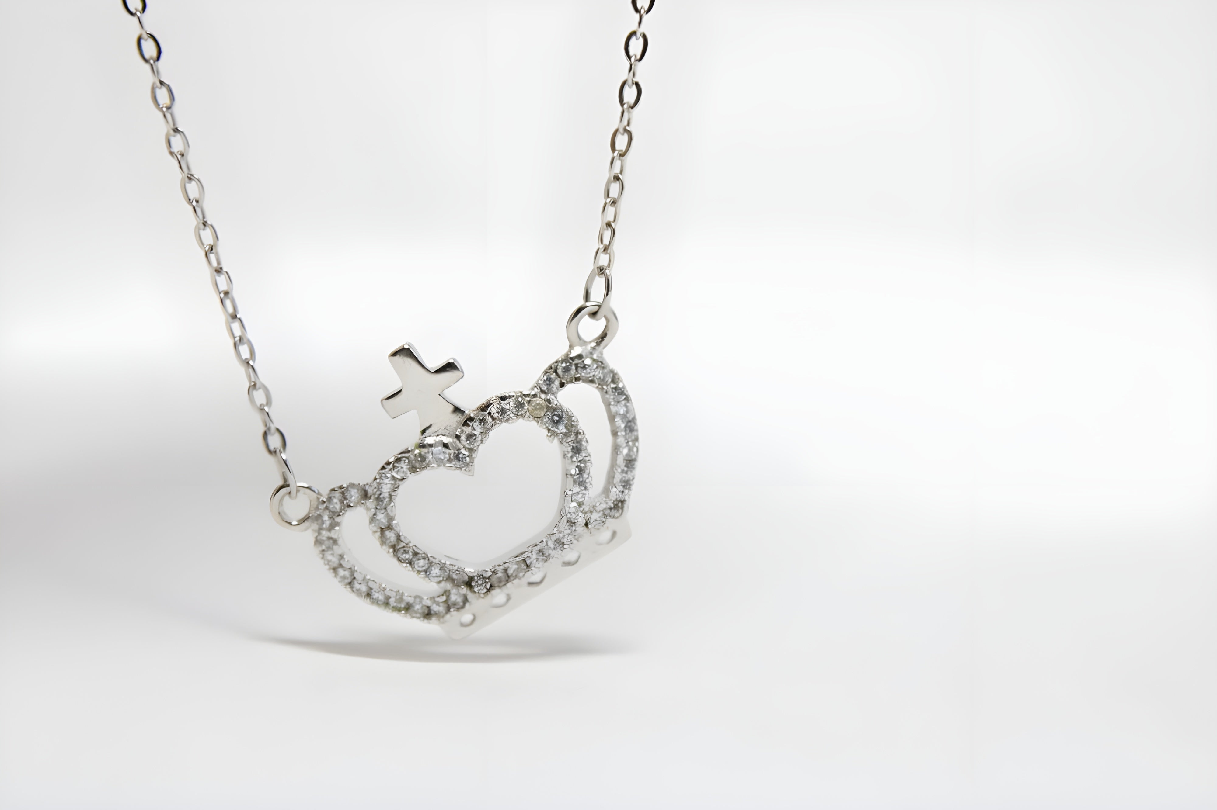 Regal Crown Heart Pendant Necklace by VeeLux