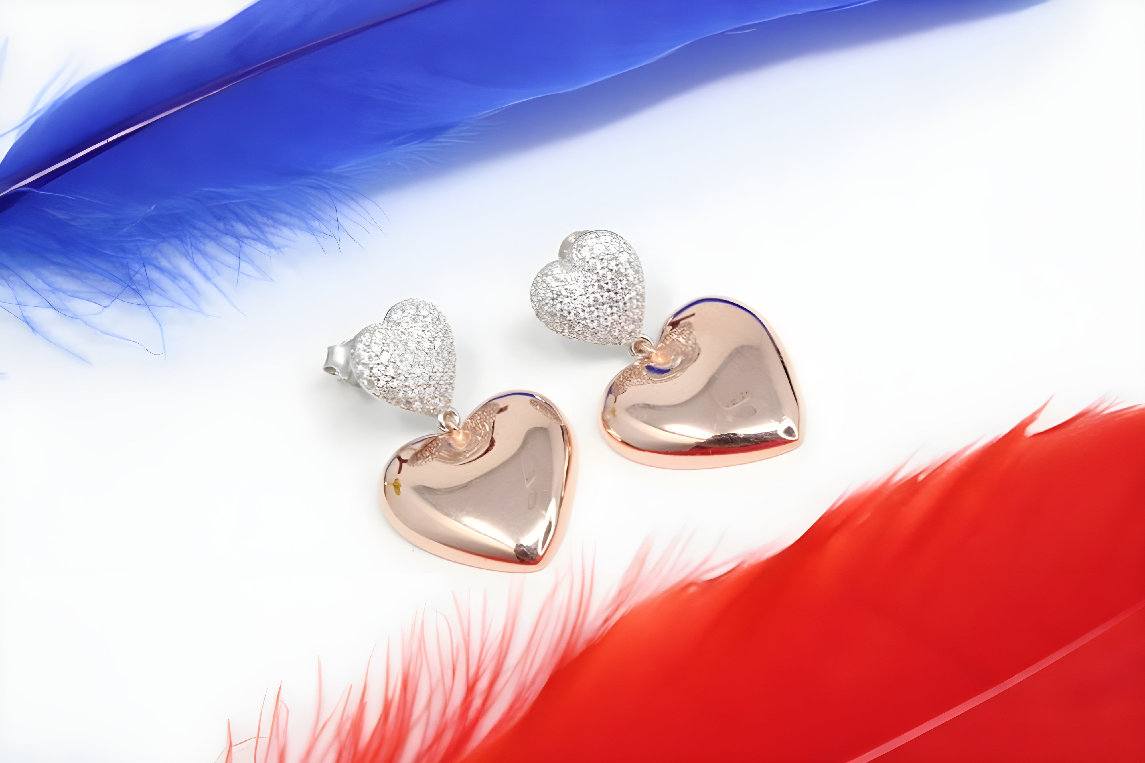 Golden Heartbeat 92.5 Sterling Silver with Copper Gold Earrings