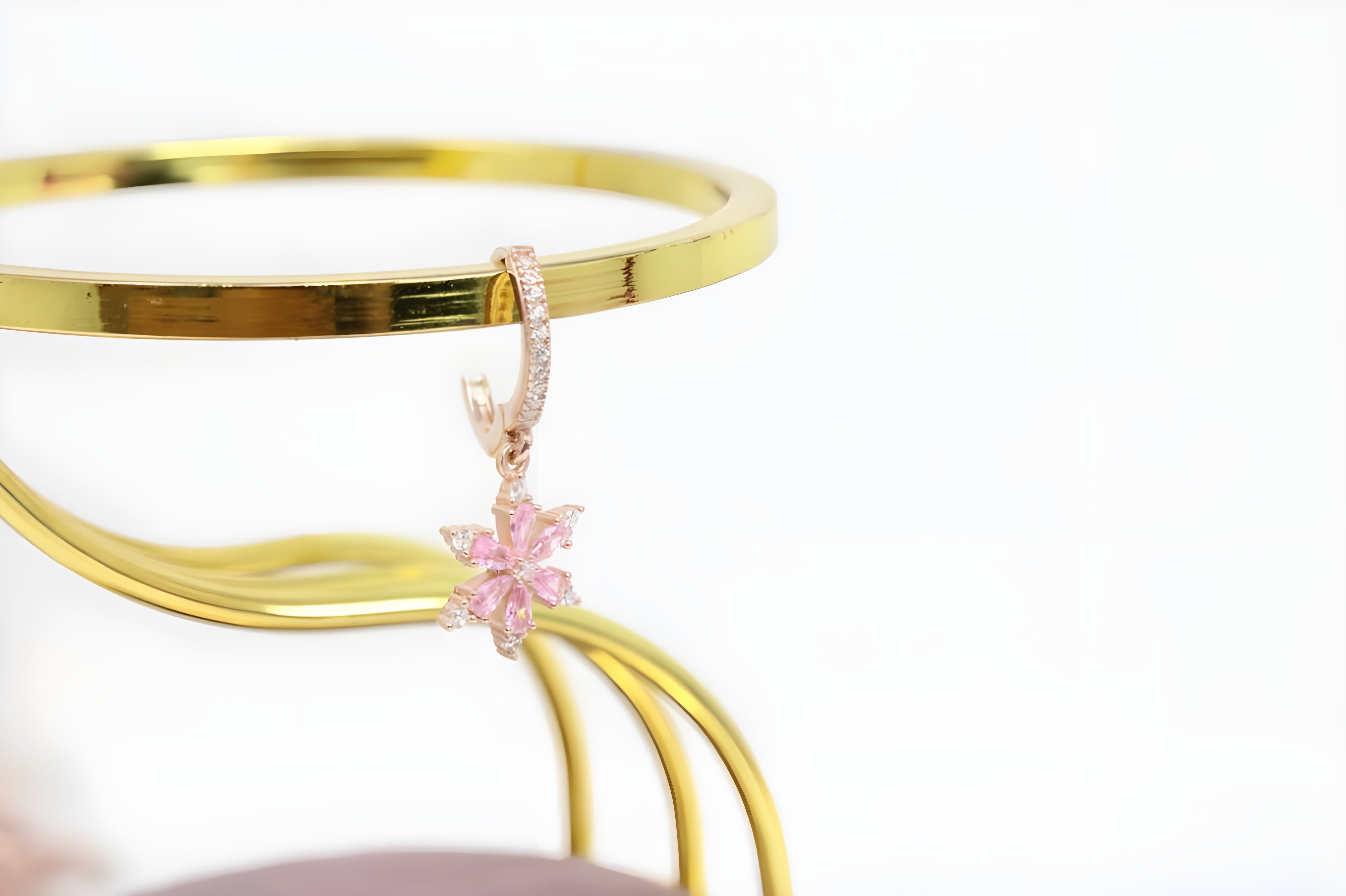 VeeLux Premium Crystal Blossom 92.5 Sterling Silver with Copper Gold Pink Earrings