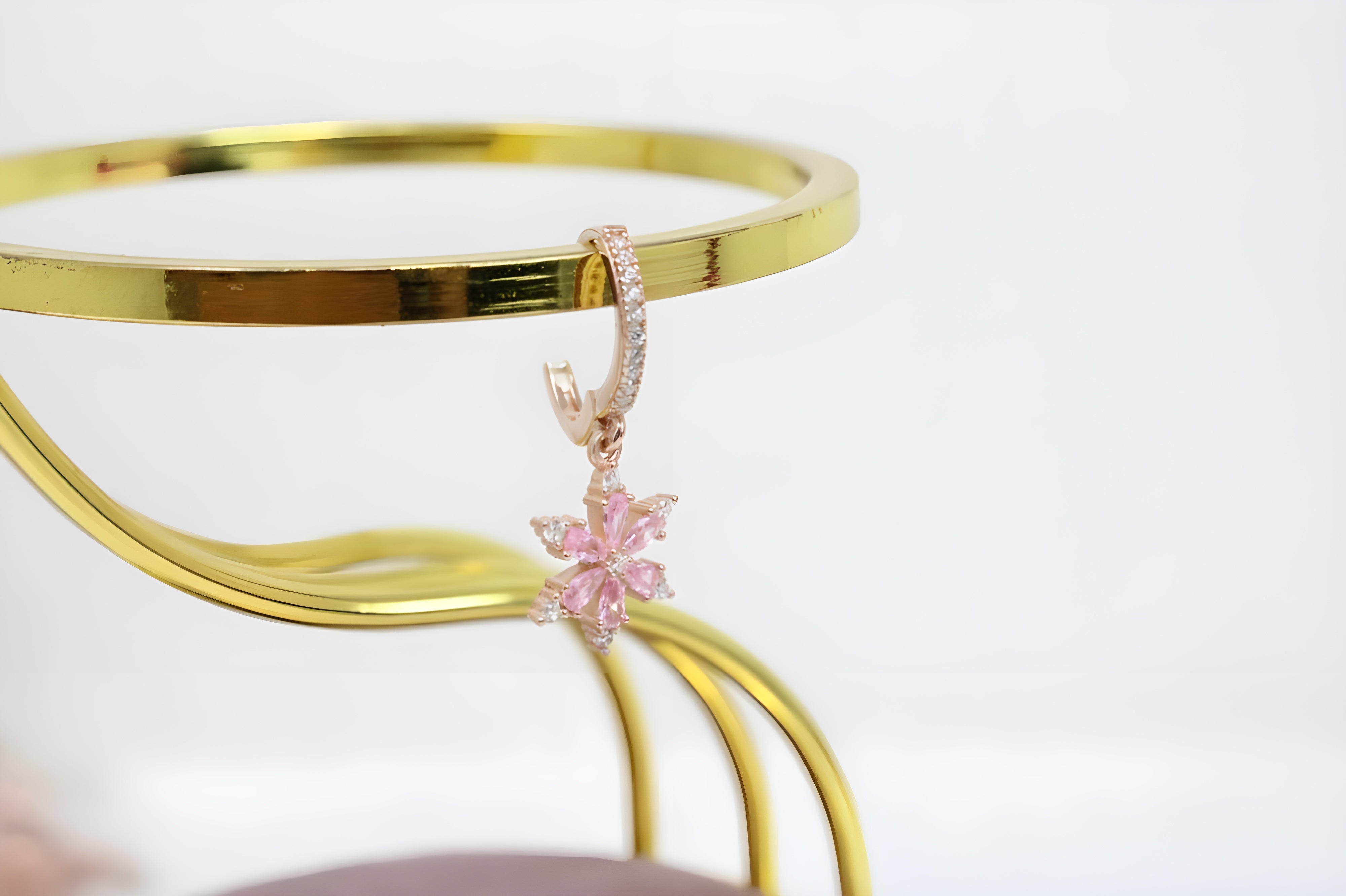 VeeLux Premium Crystal Blossom 92.5 Sterling Silver with Copper Gold Pink Earrings