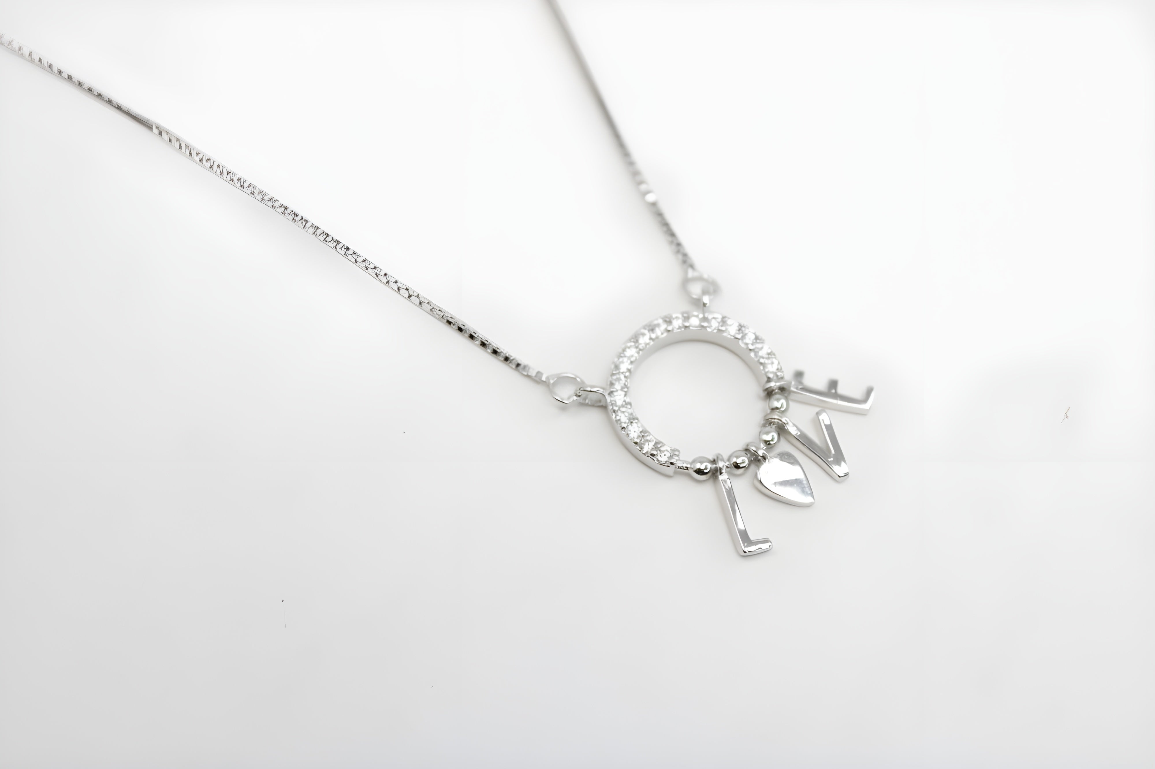 Dazzling Circle of Love VeeLux Crystal Pendant on Box Chain