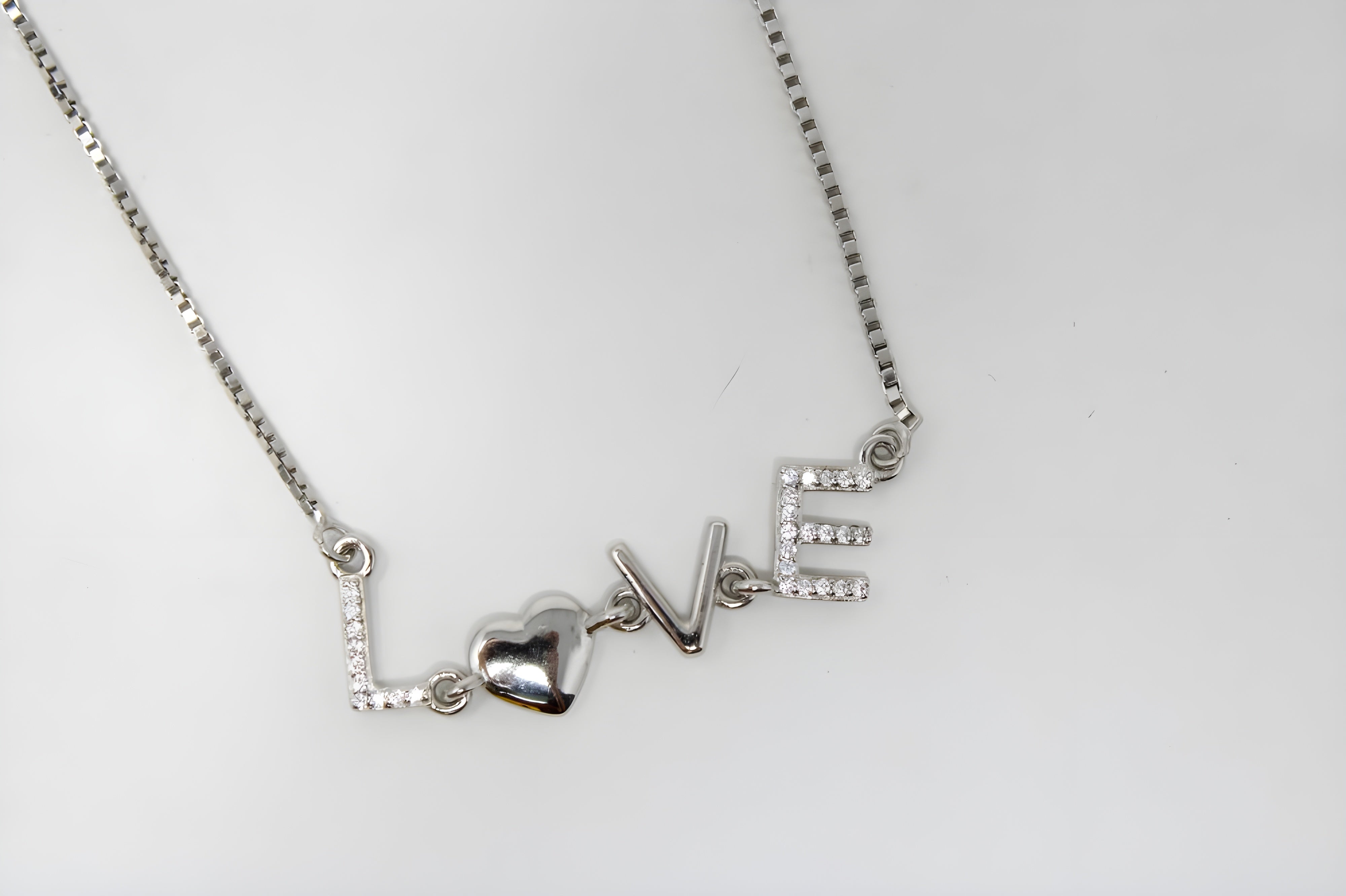 Romantic "LOVE" Necklace with Heart and Crystal Accents
