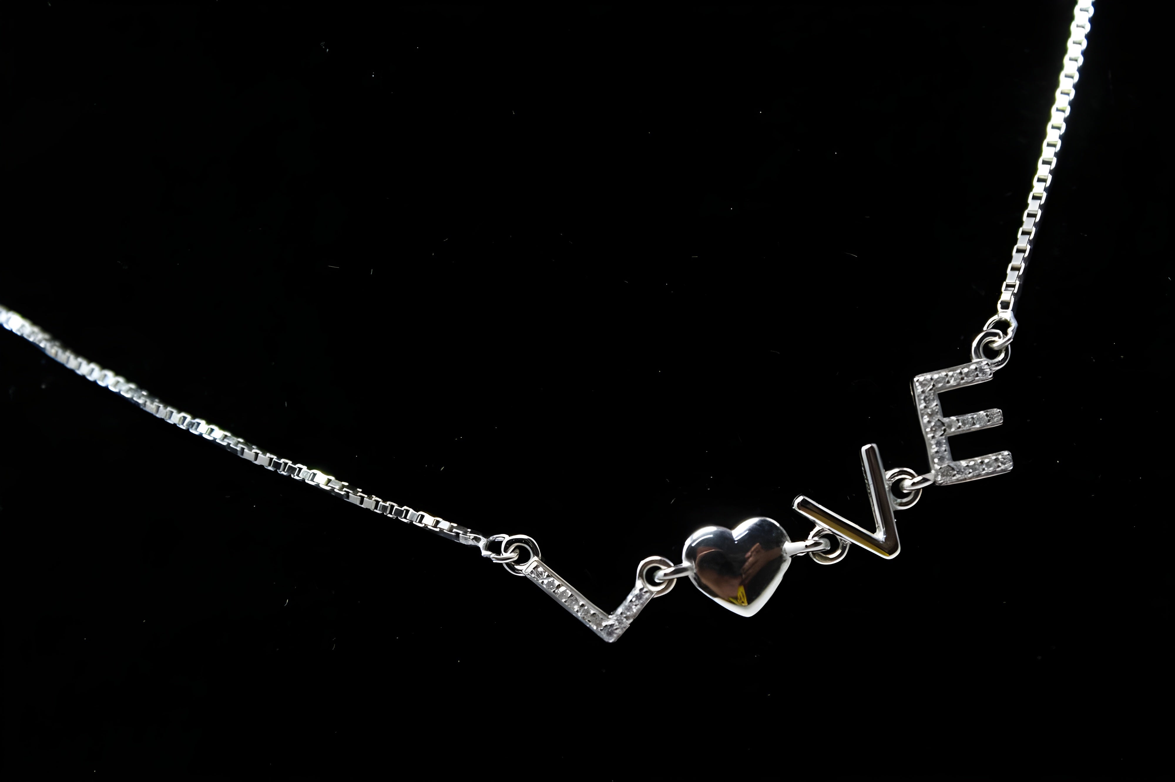 Romantic "LOVE" Necklace with Heart and Crystal Accents