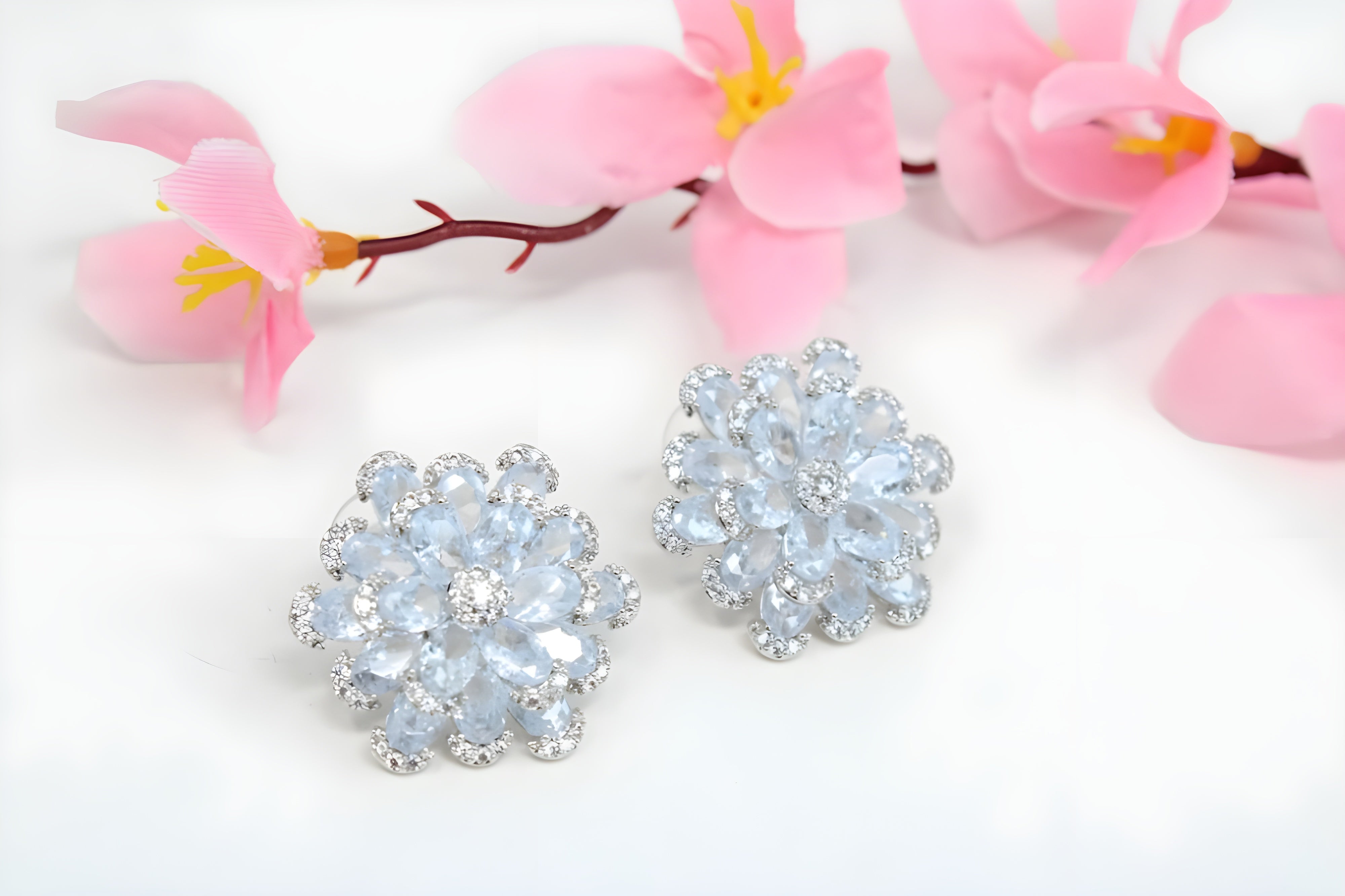 Graceful Blooms: Crystal Floral Design Earrings