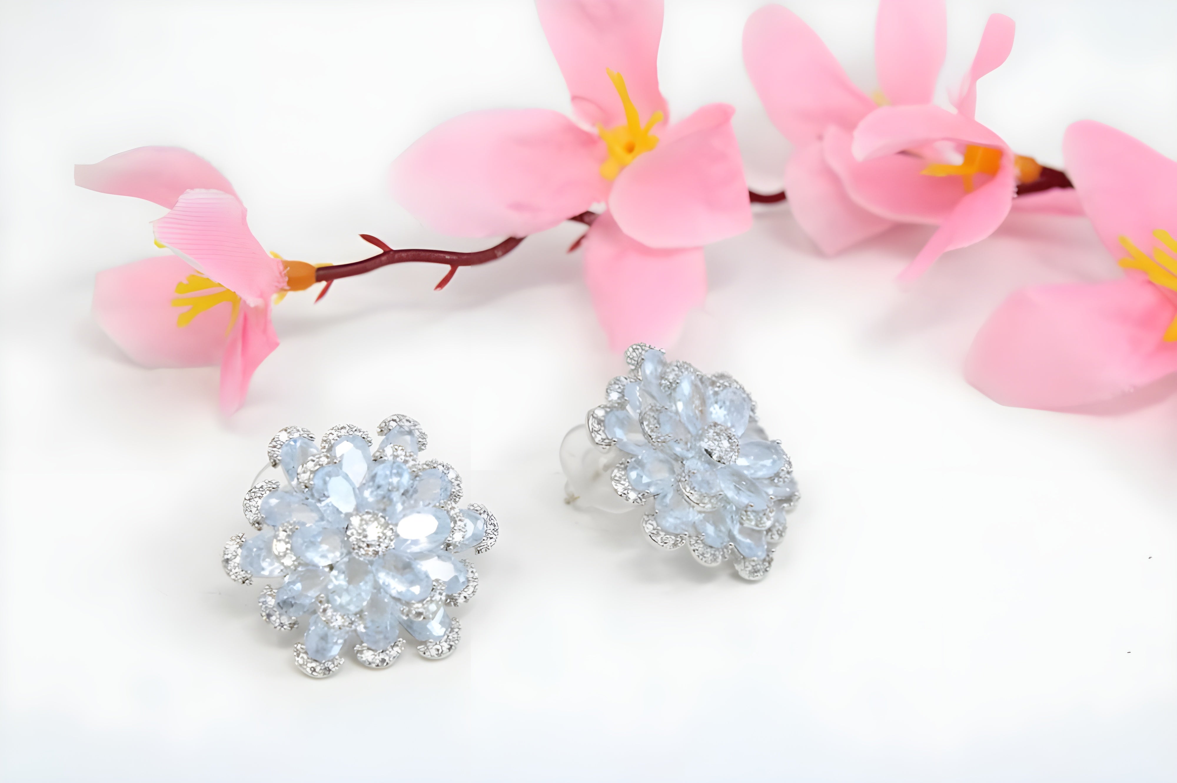Graceful Blooms: Crystal Floral Design Earrings