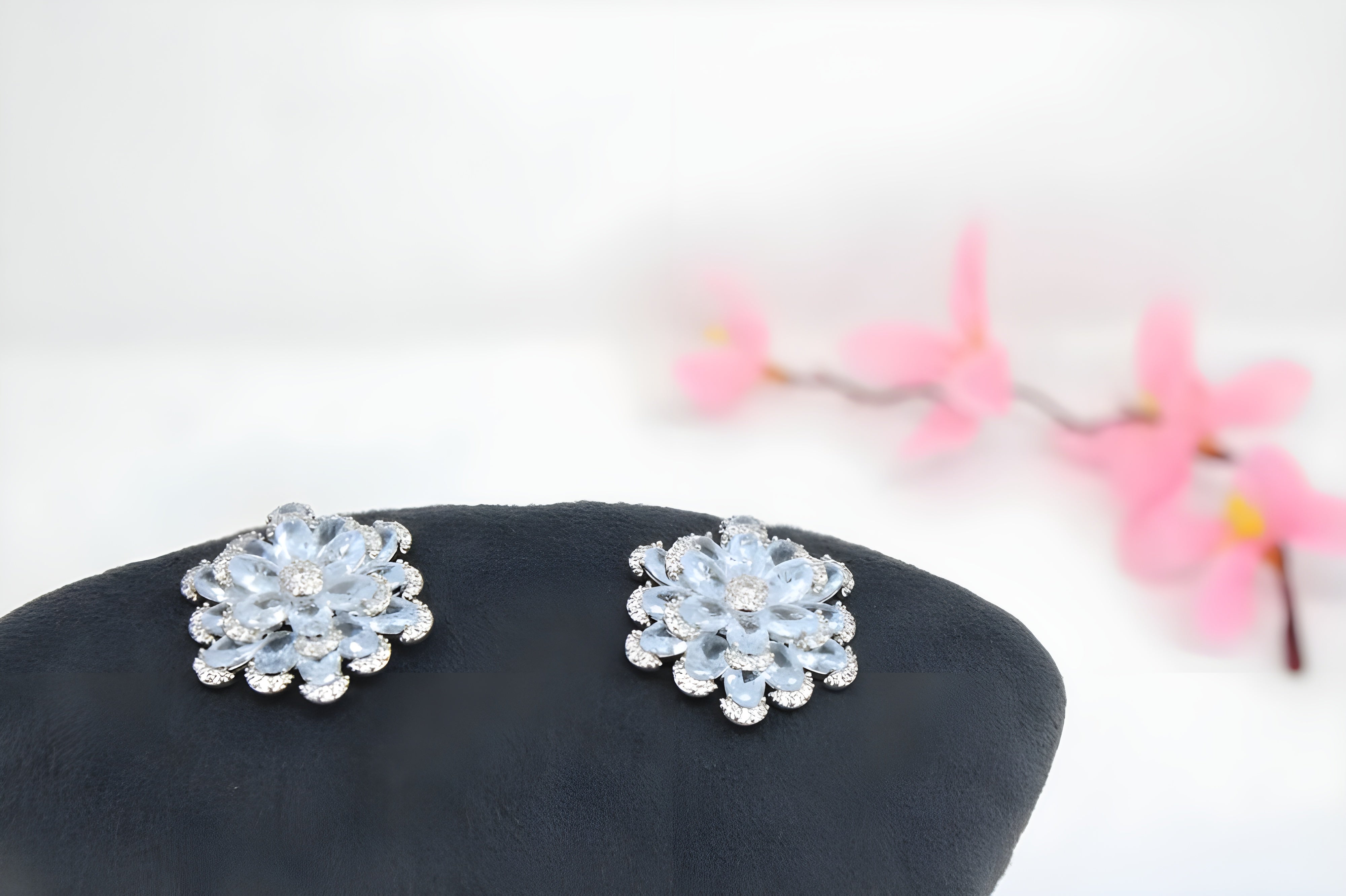 Graceful Blooms: Crystal Floral Design Earrings