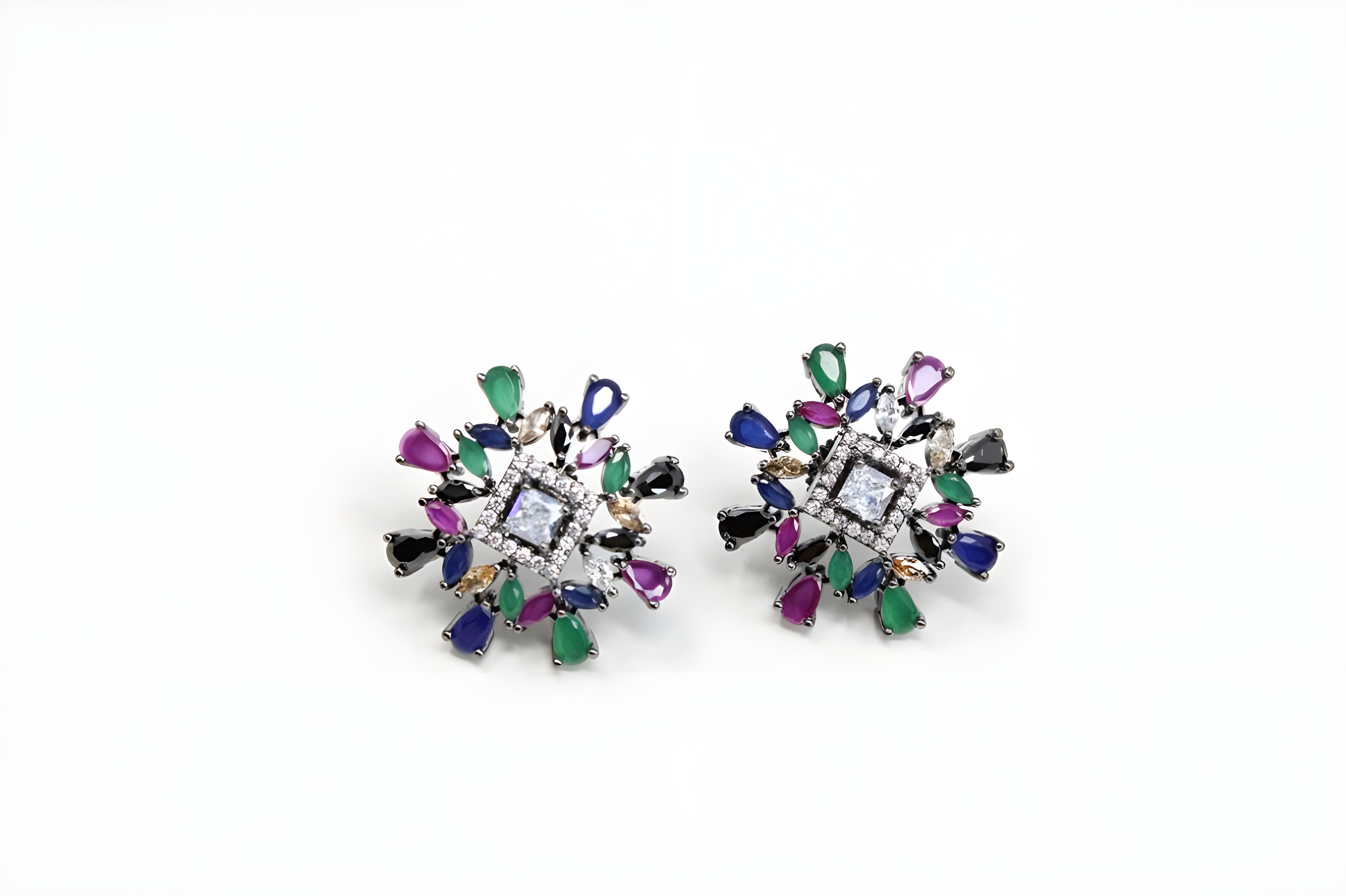 Radiant Mosaic: Multi-Color Pattern Design Earrings