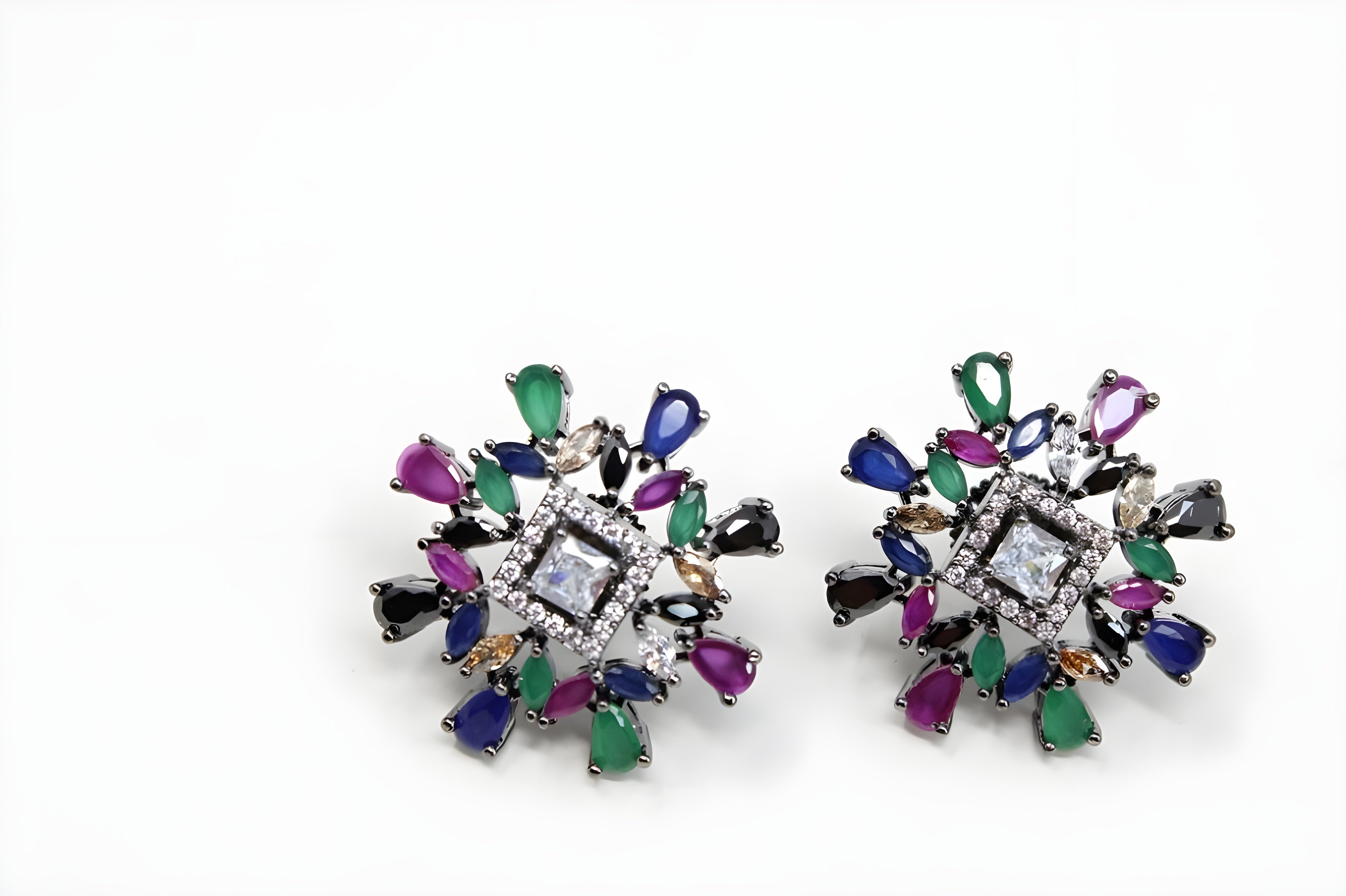 Radiant Mosaic: Multi-Color Pattern Design Earrings