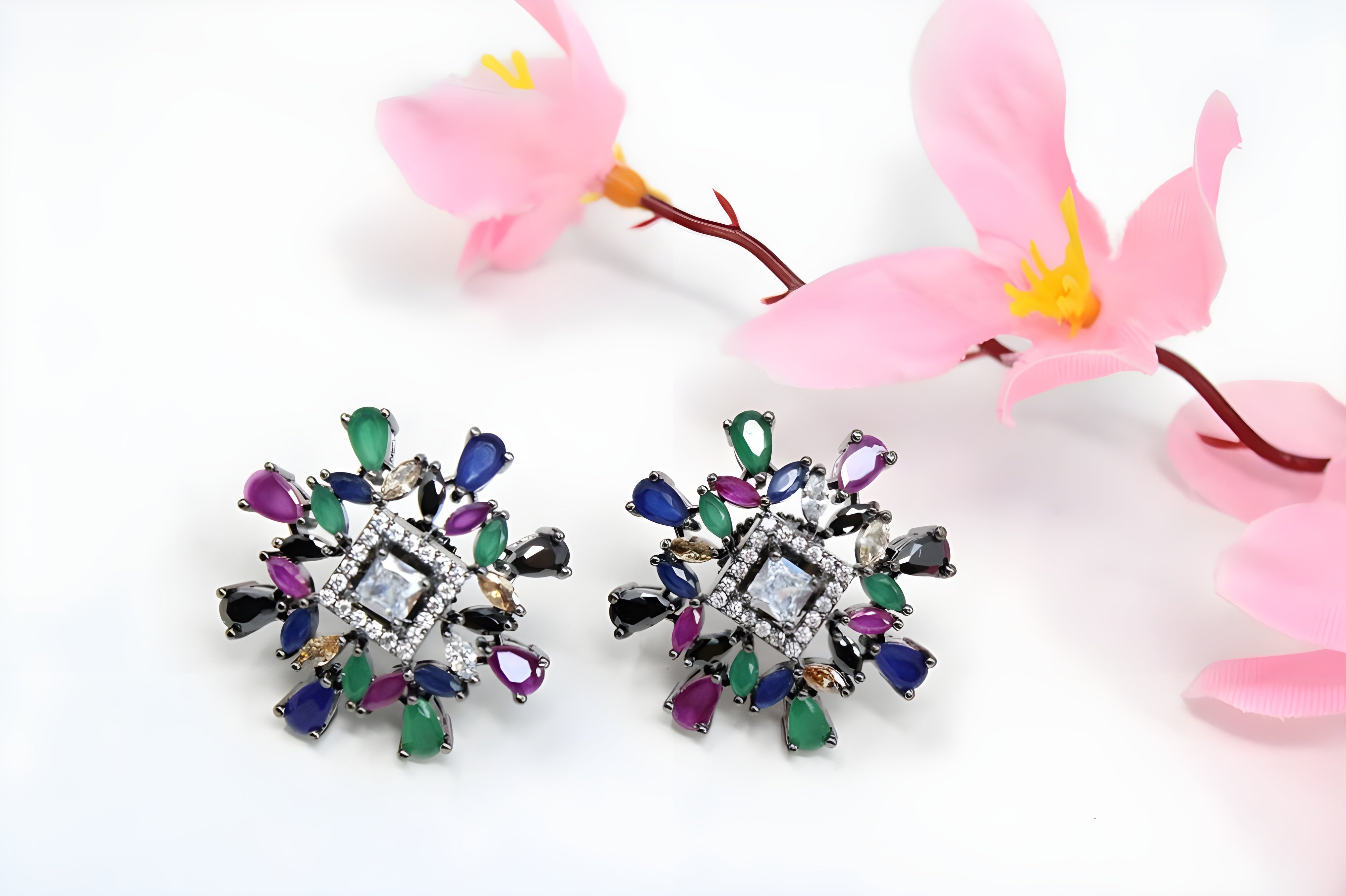 Radiant Mosaic: Multi-Color Pattern Design Earrings
