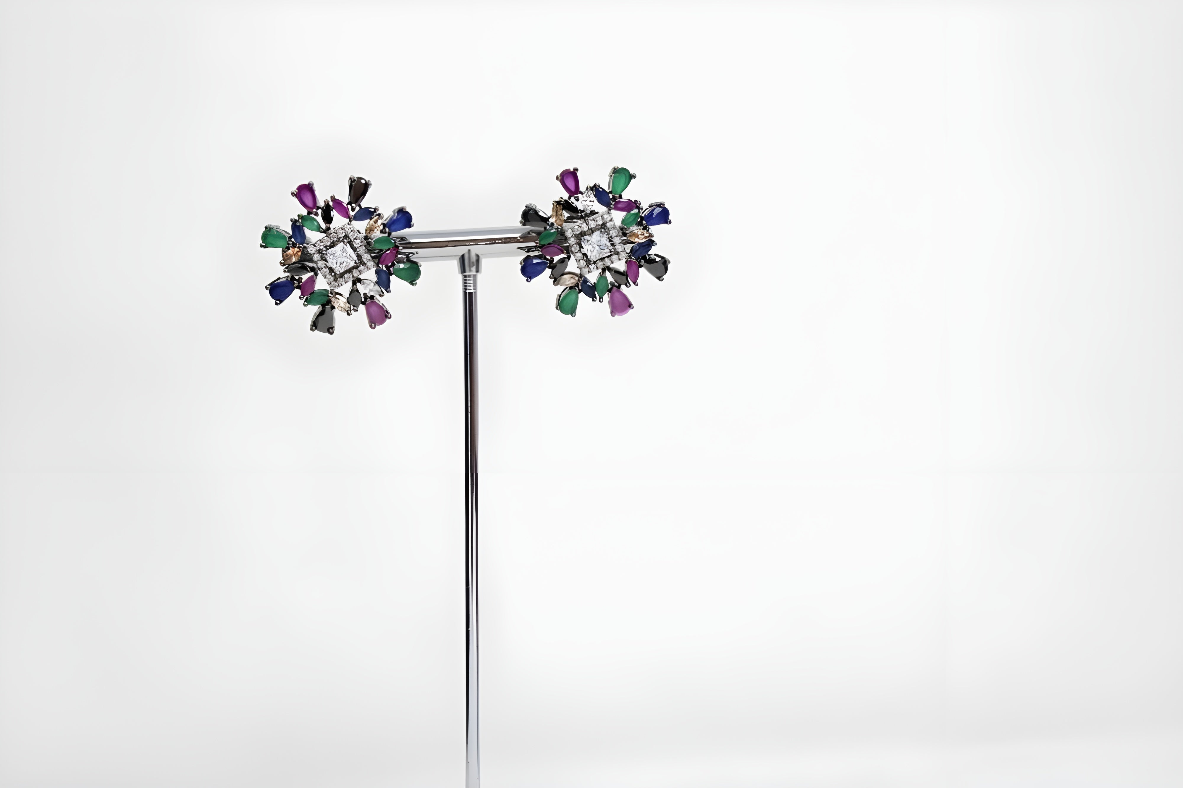 Radiant Mosaic: Multi-Color Pattern Design Earrings