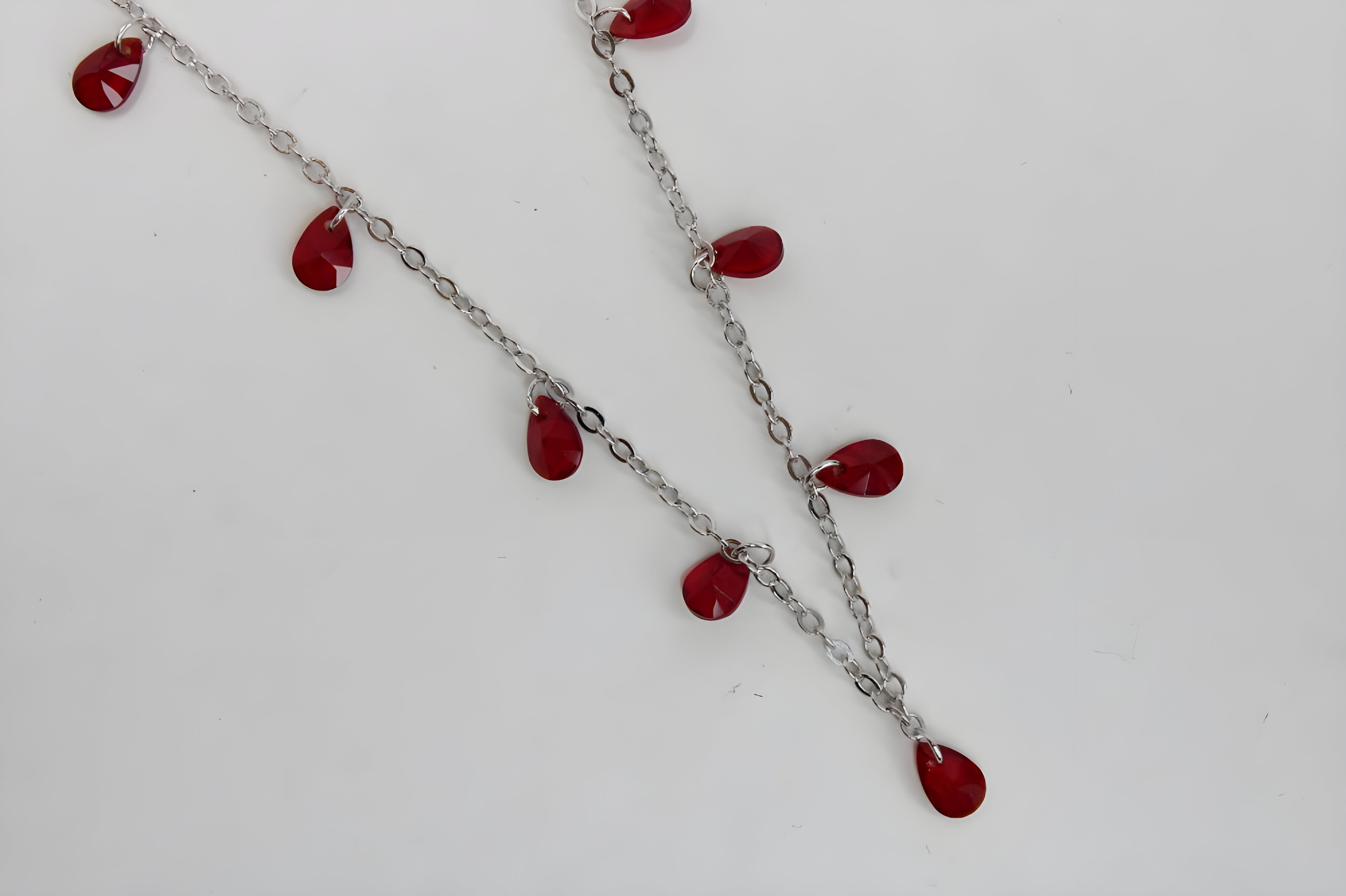 Crimson Elegance Teardrop VeeLux Crystal Necklace