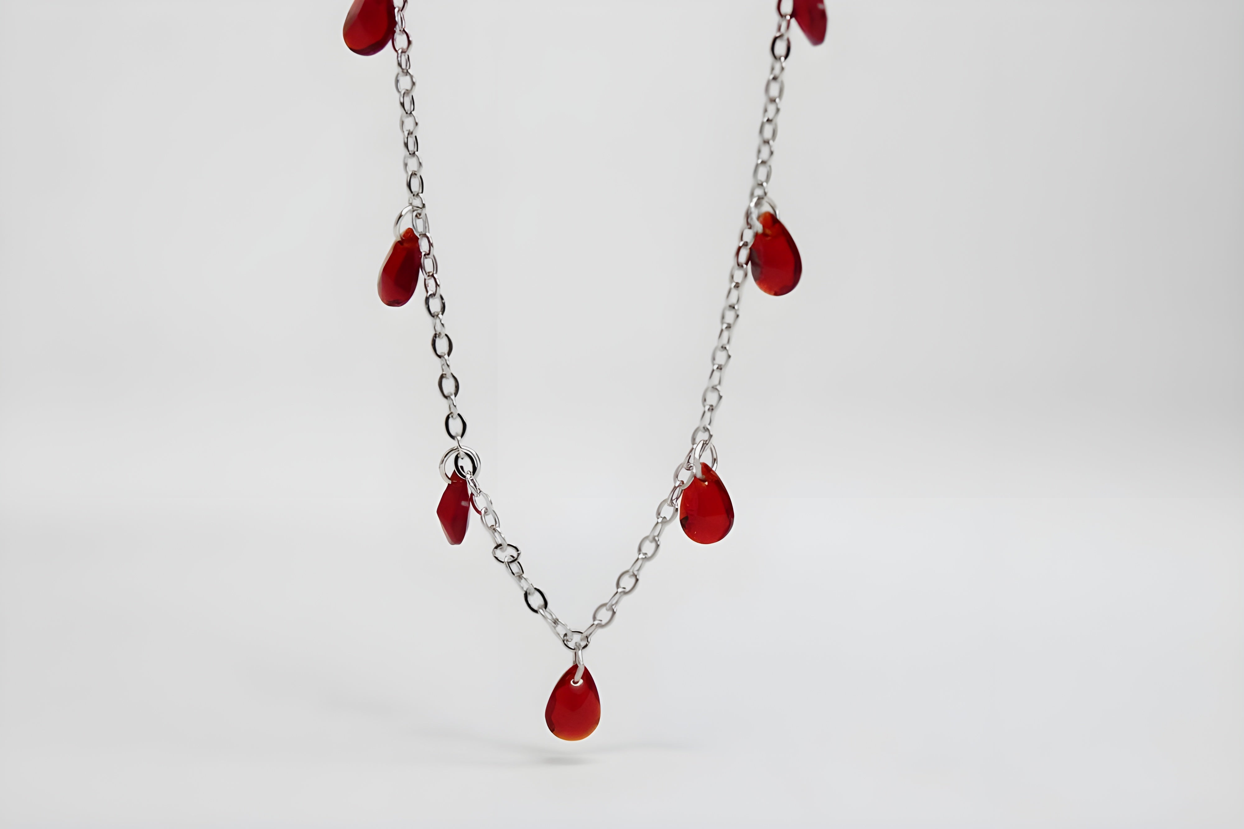 Crimson Elegance Teardrop VeeLux Crystal Necklace