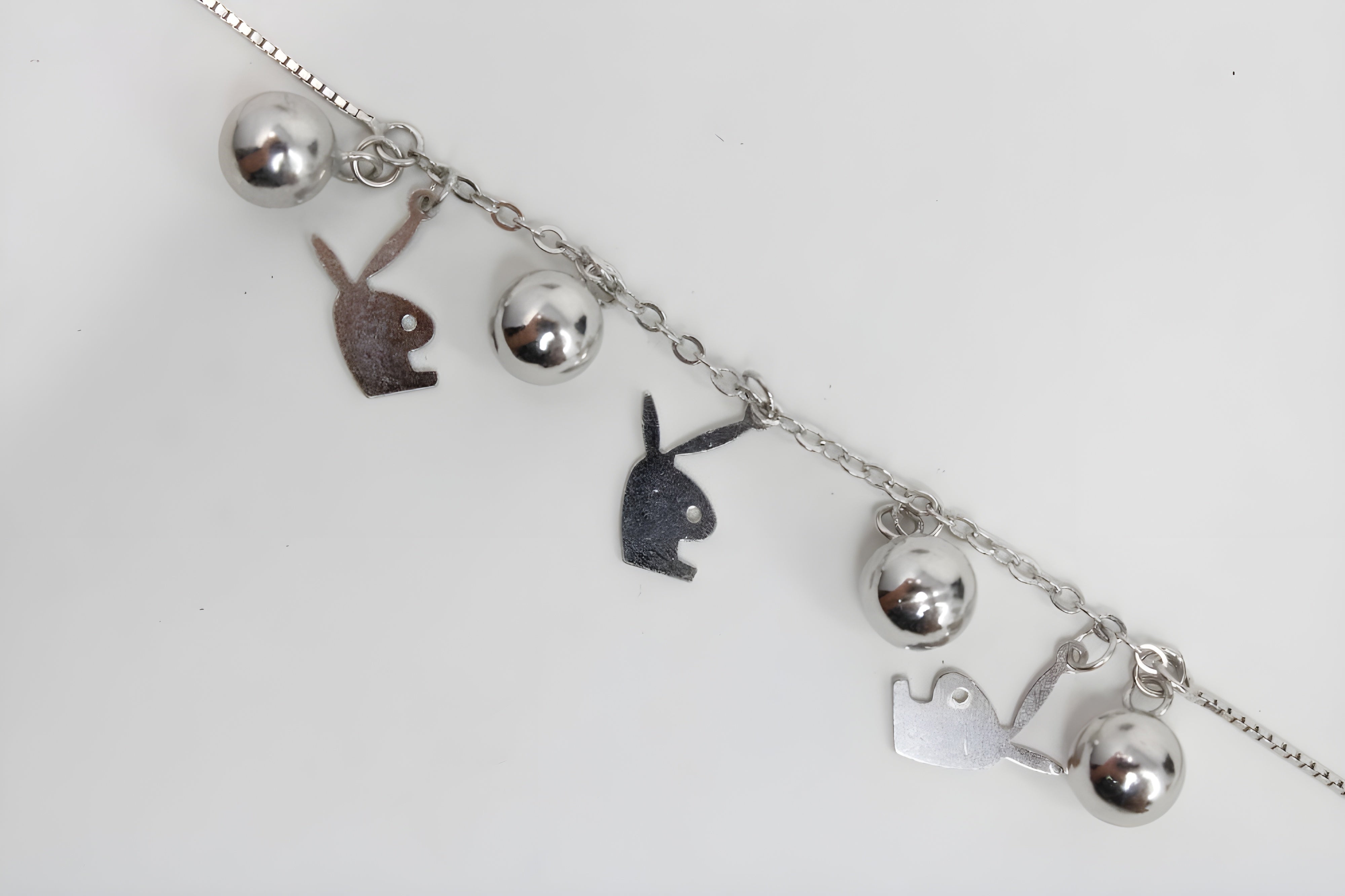 Whimsical Bunny Charm Silver Bracelet