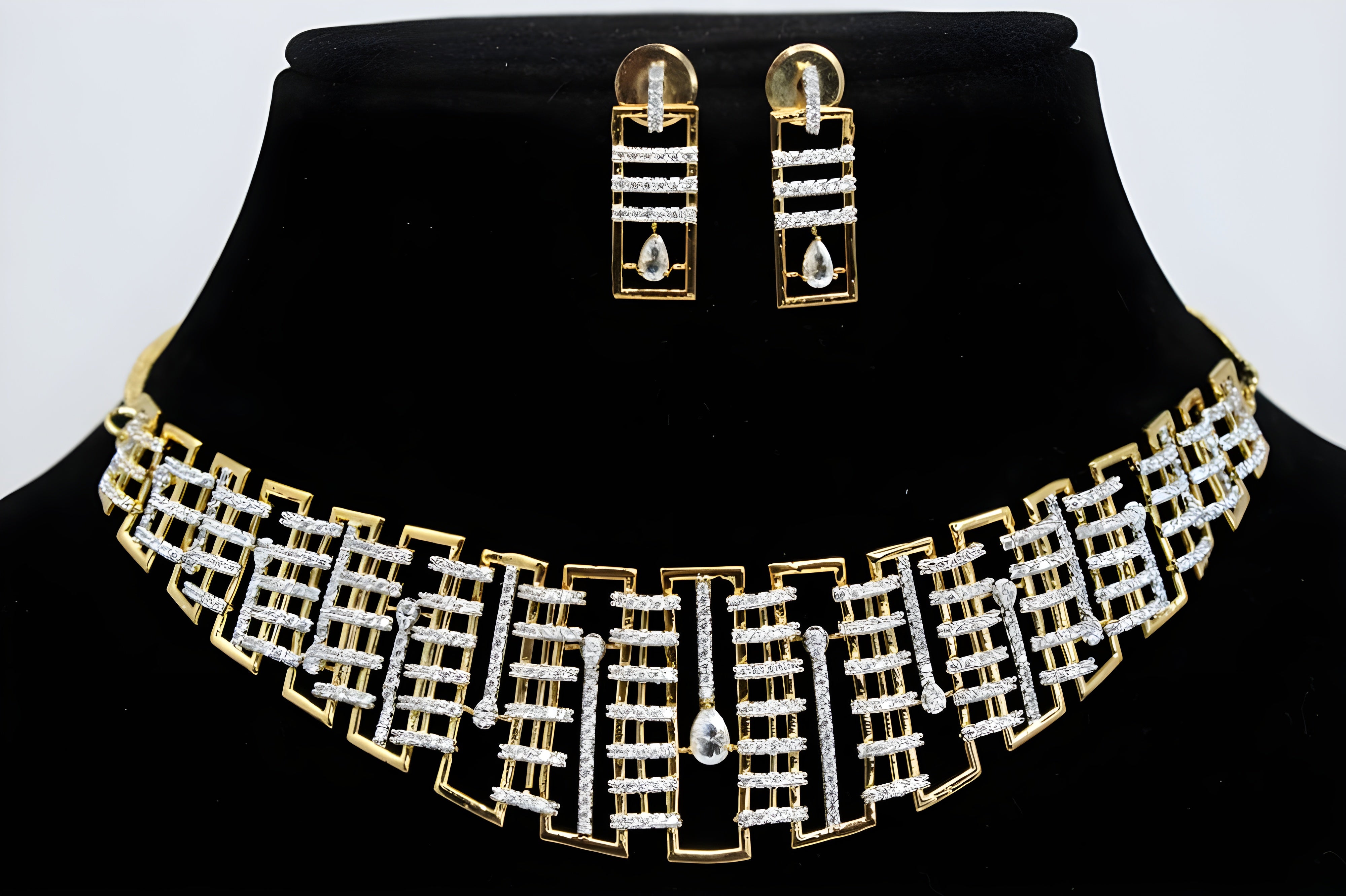Golden Puzzle Crystal Necklace Set
