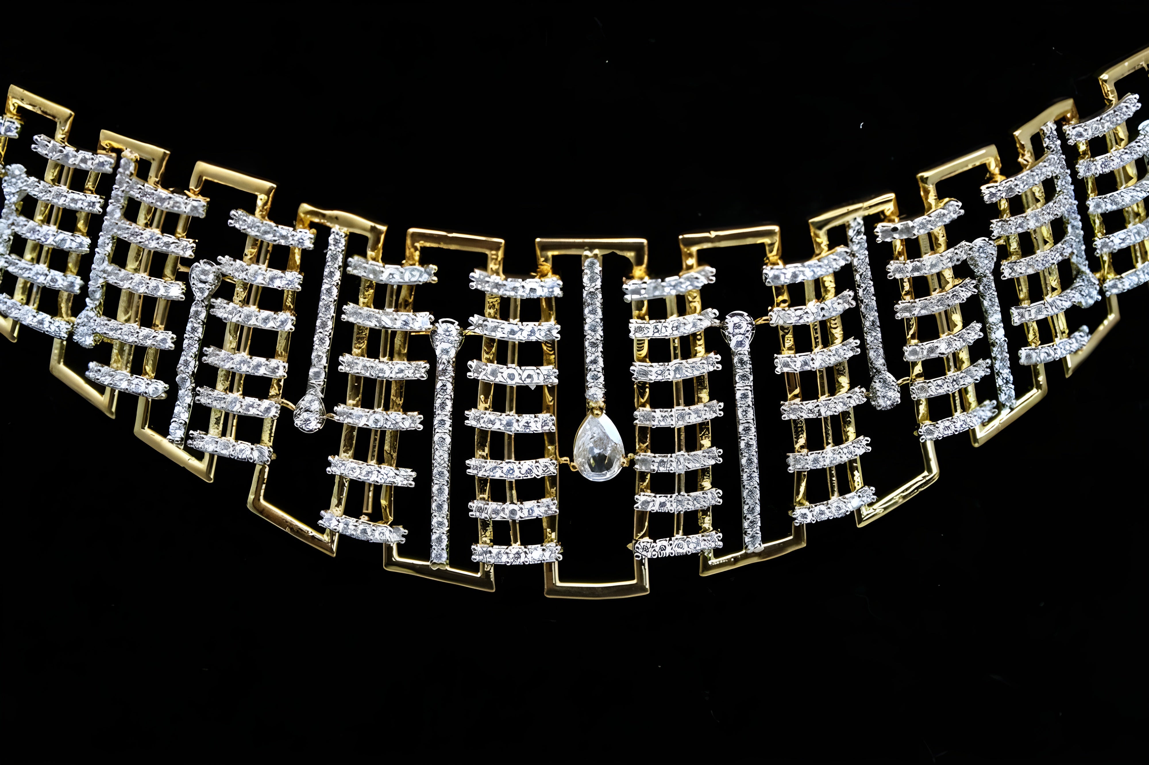 Golden Puzzle Crystal Necklace Set