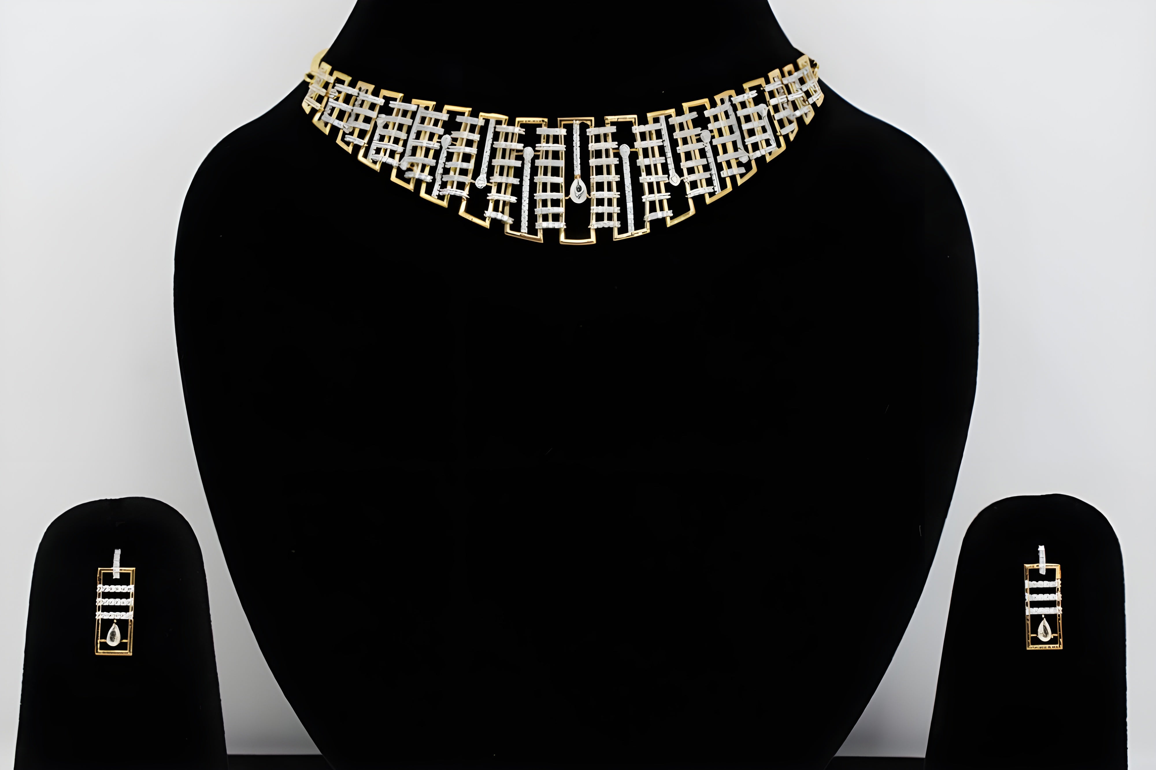 Golden Puzzle Crystal Necklace Set