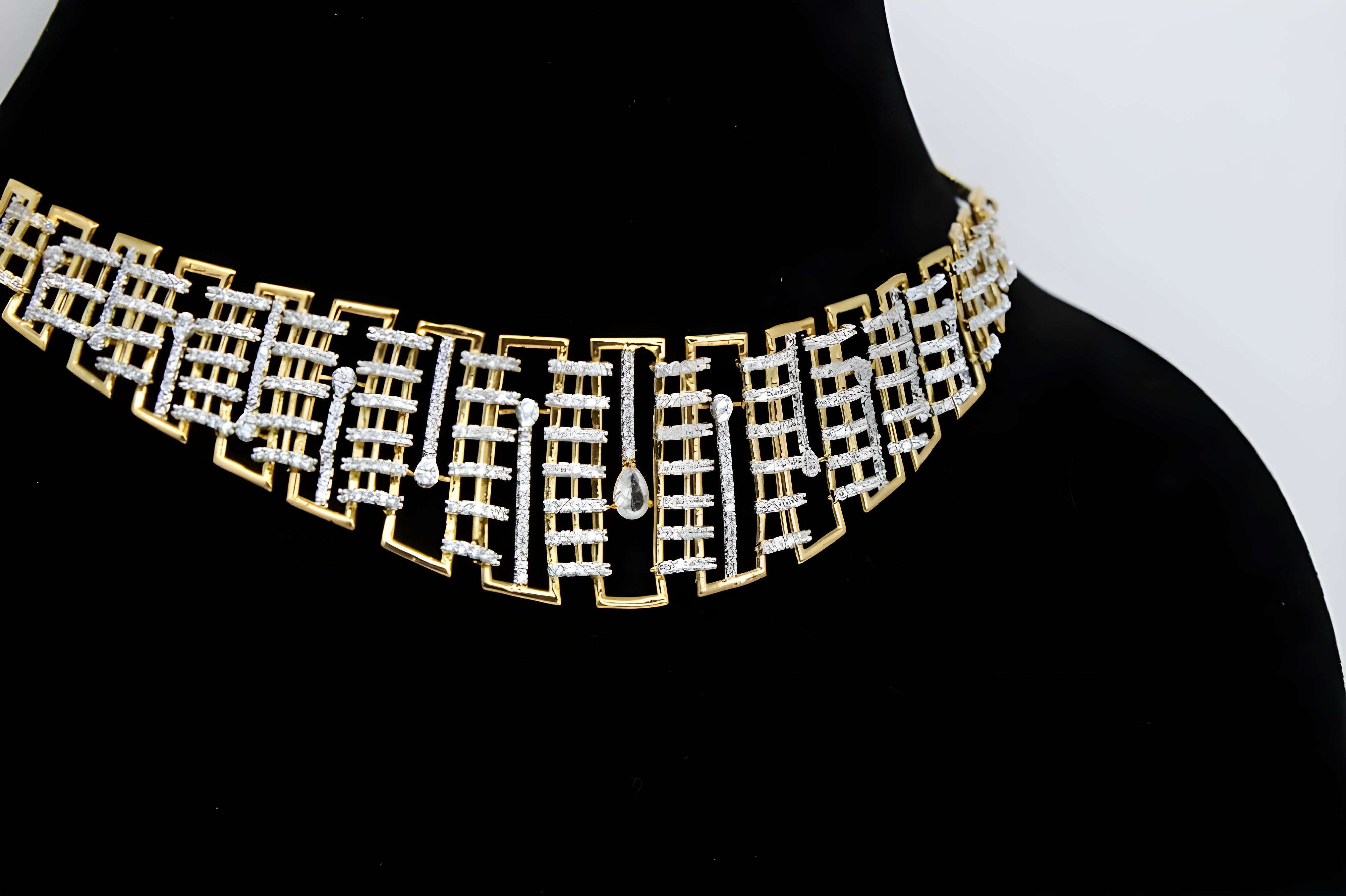 Golden Puzzle Crystal Necklace Set