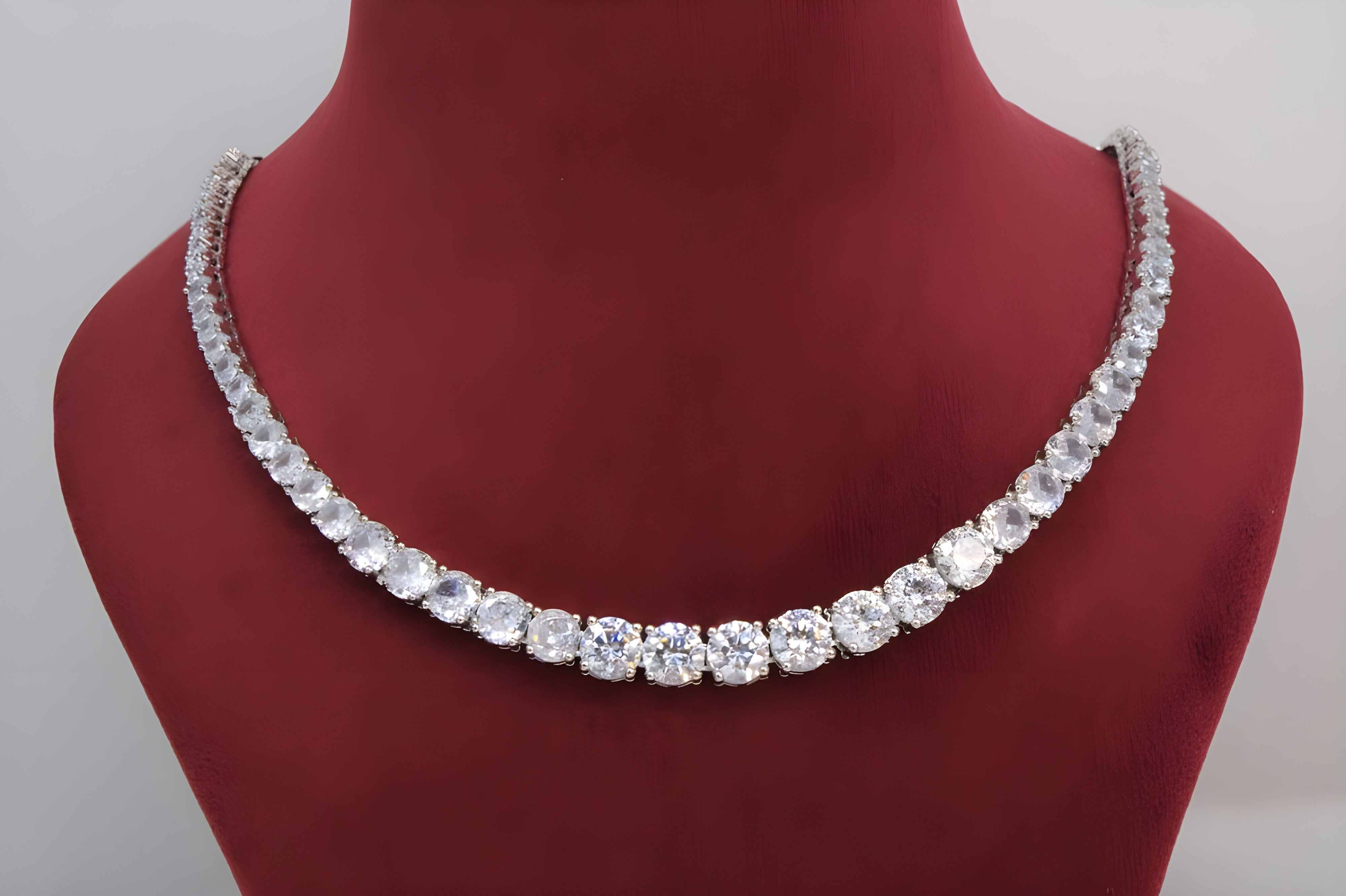 Silver Sparkle Crystal Necklace Set