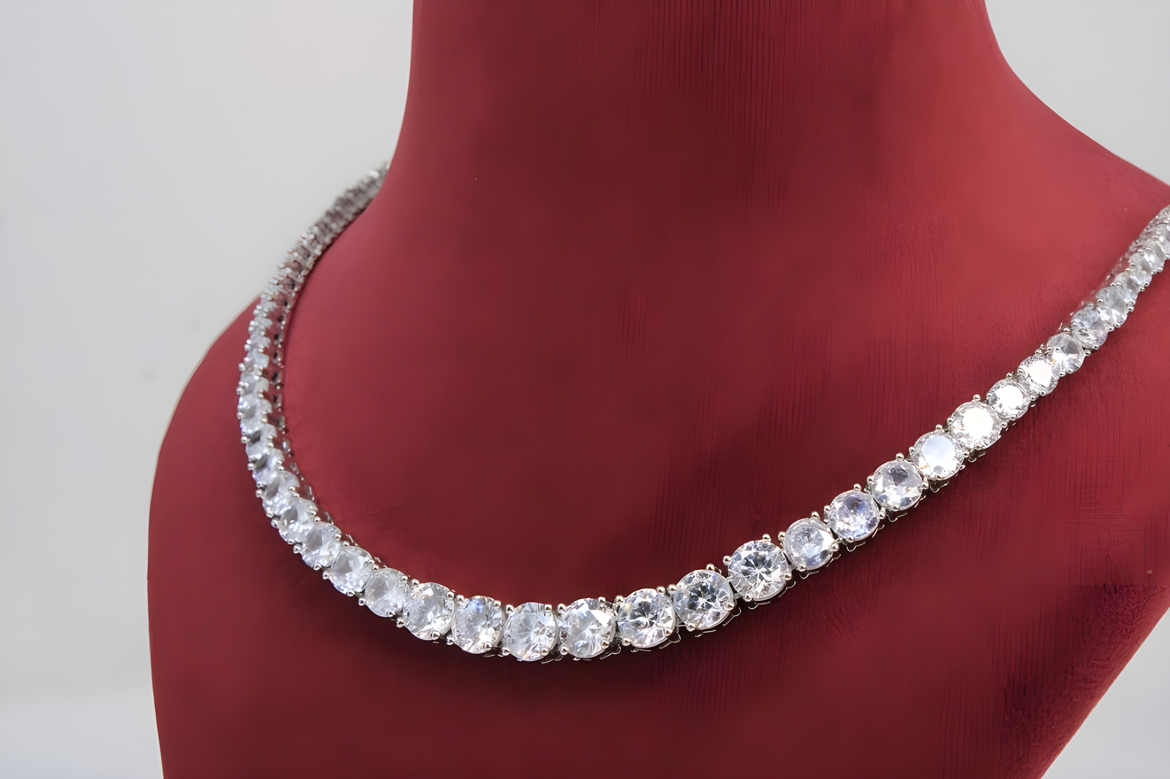 Silver Sparkle Crystal Necklace Set
