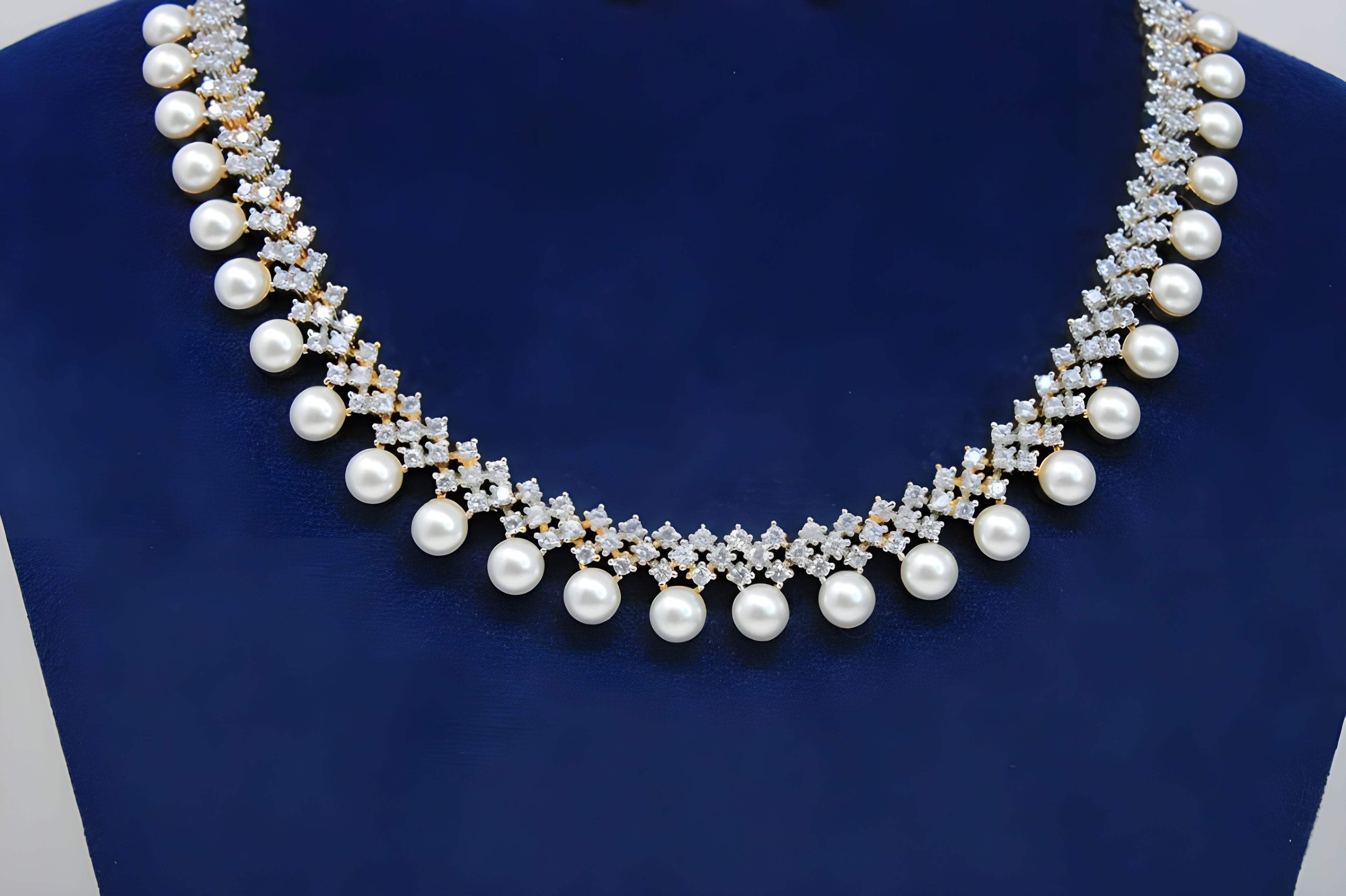 Golden Elegance Crystal & Pearl Necklace Set