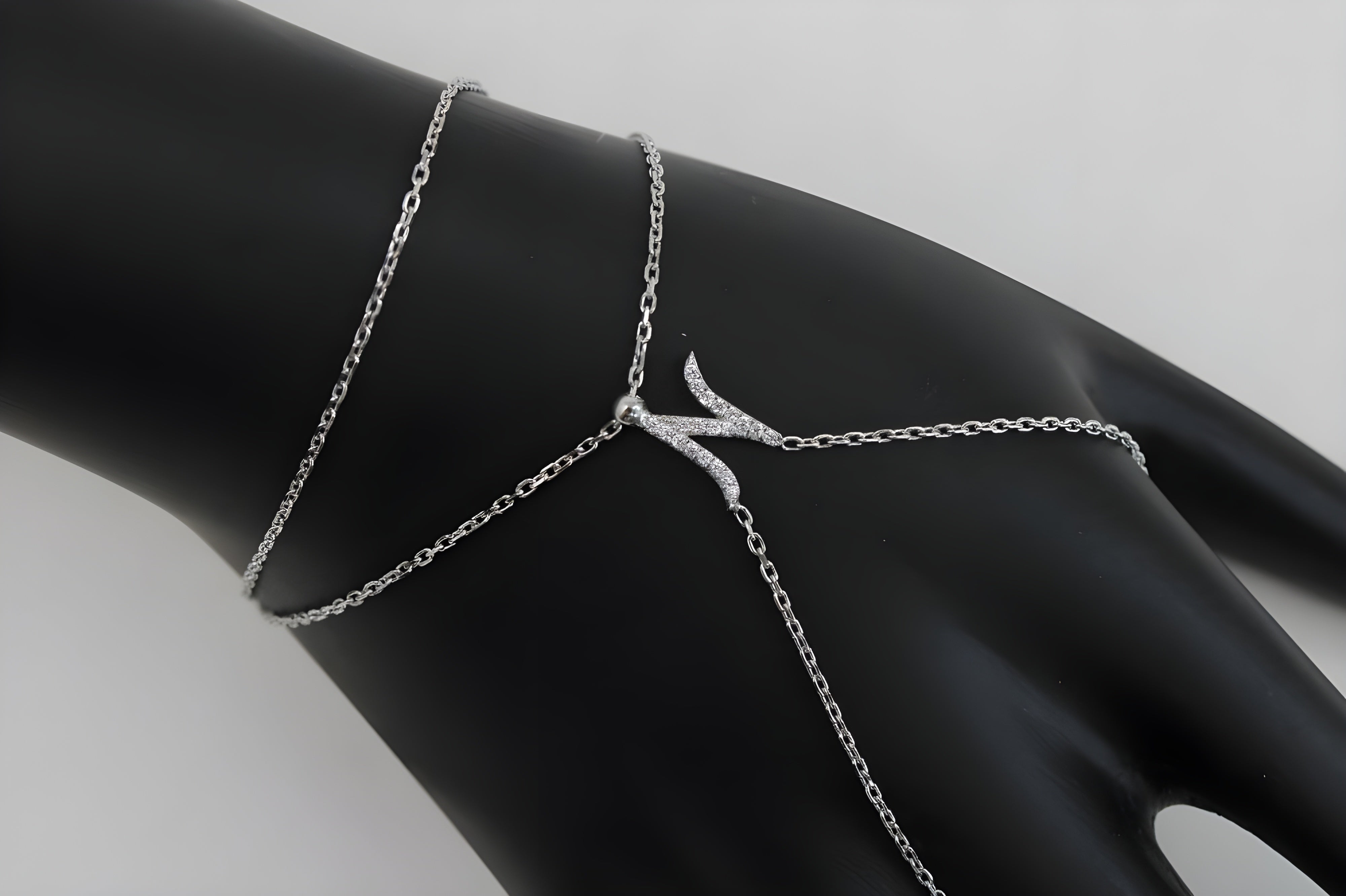 Shimmering Initial "N" Silver Bracelet