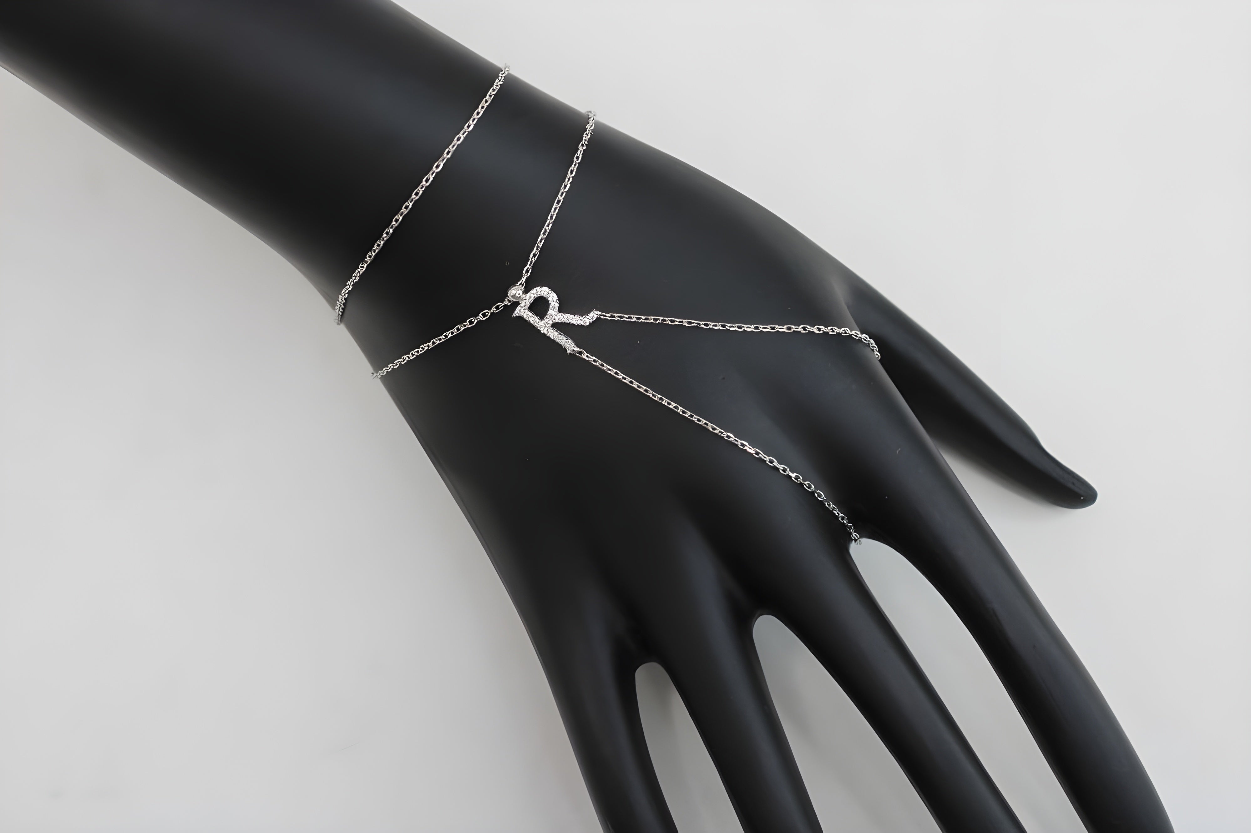 Radiant Initial ""R"" Silver Bracelet