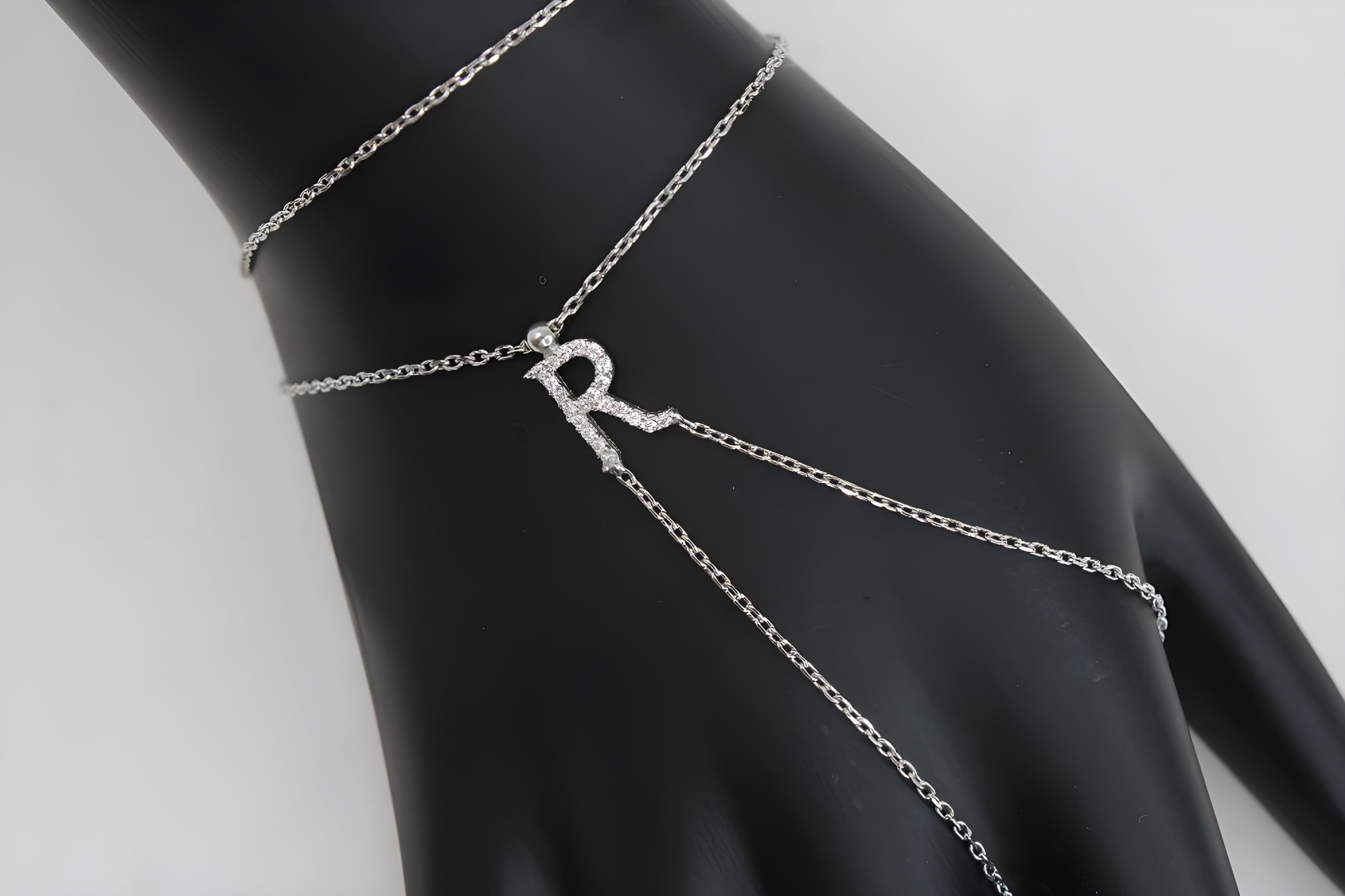 Radiant Initial ""R"" Silver Bracelet