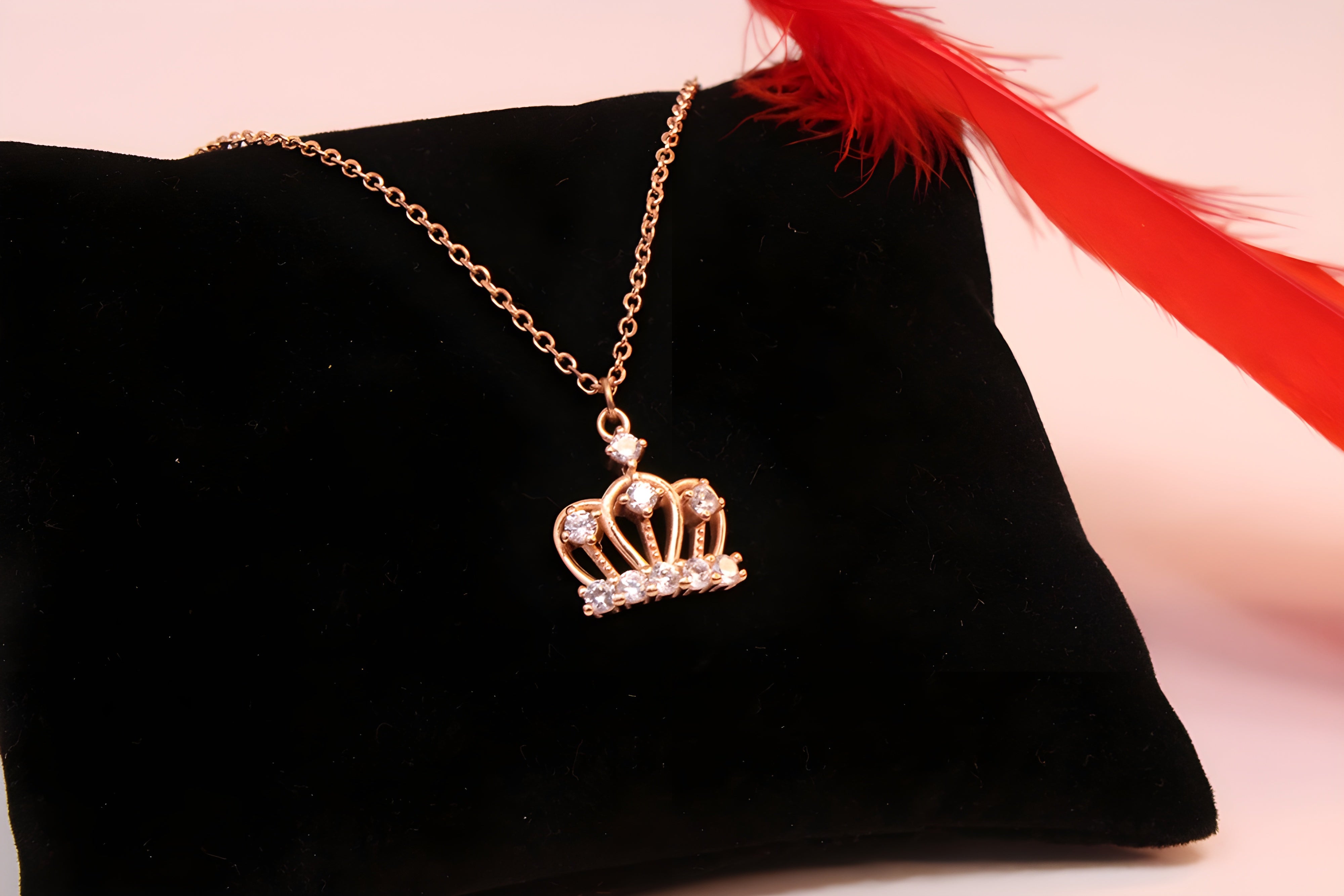 Golden Elegance 92.5 Sterling Silver Crown Pendant with VeeLux Premium Crystal