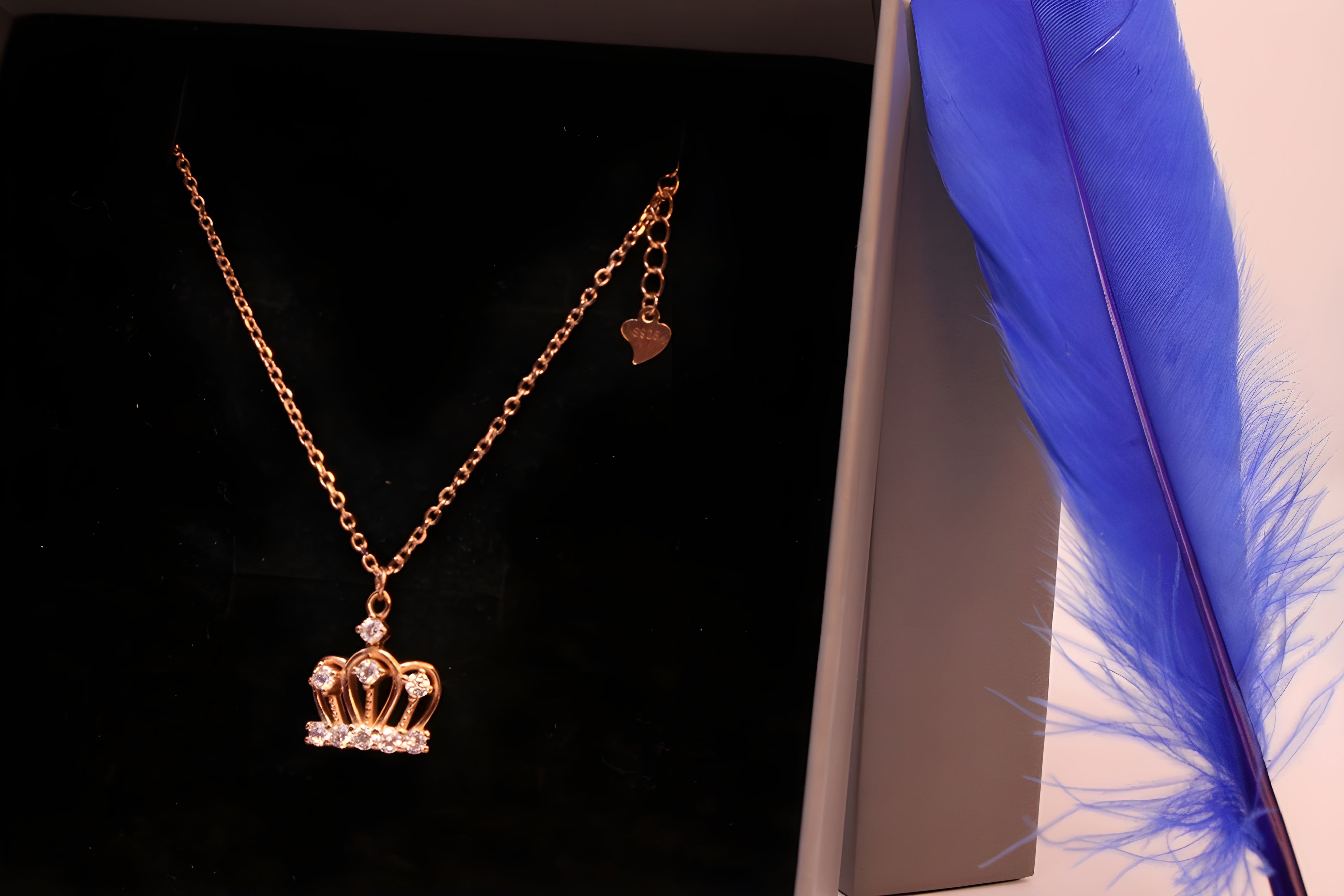 Golden Elegance 92.5 Sterling Silver Crown Pendant with VeeLux Premium Crystal