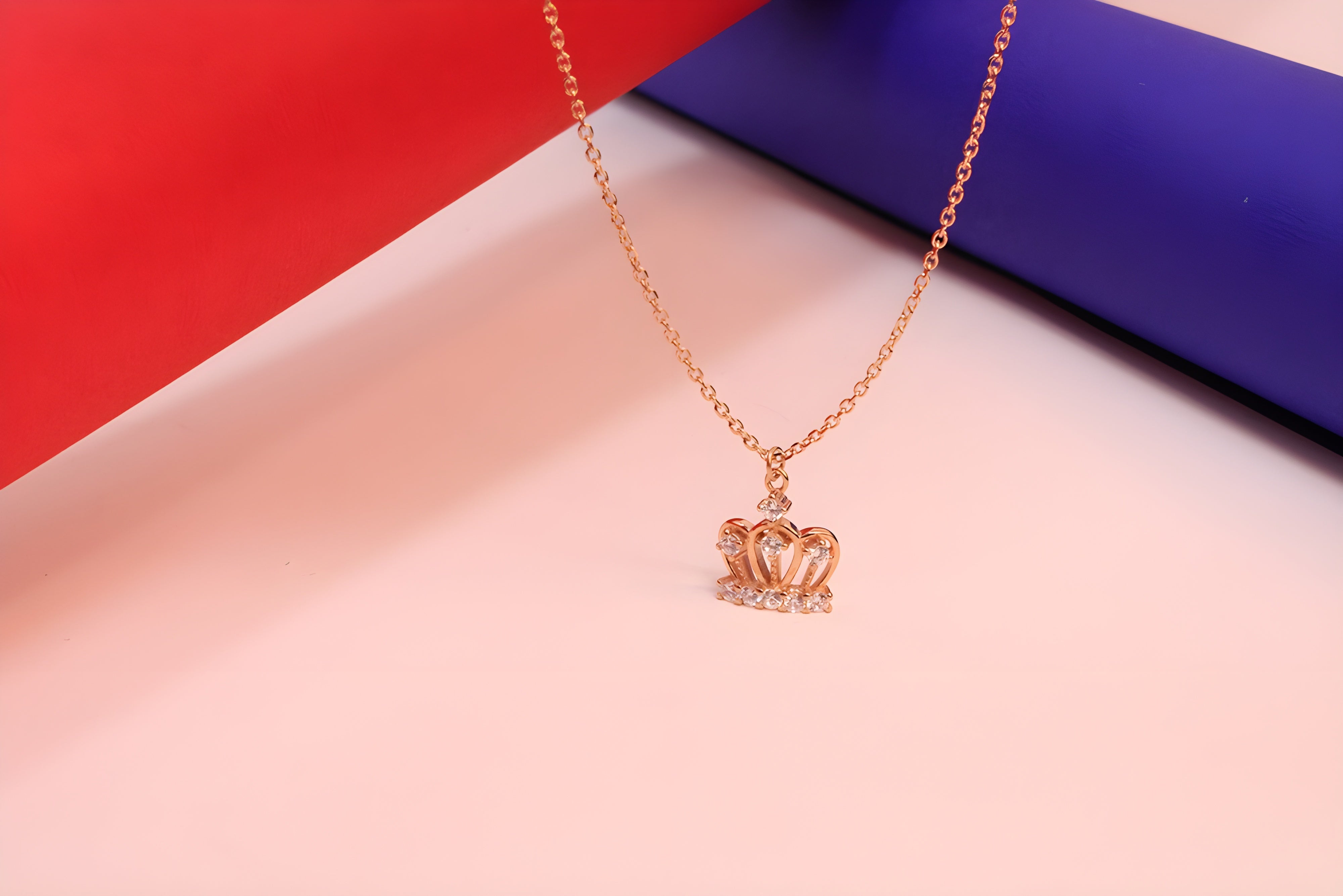 Golden Elegance 92.5 Sterling Silver Crown Pendant with VeeLux Premium Crystal