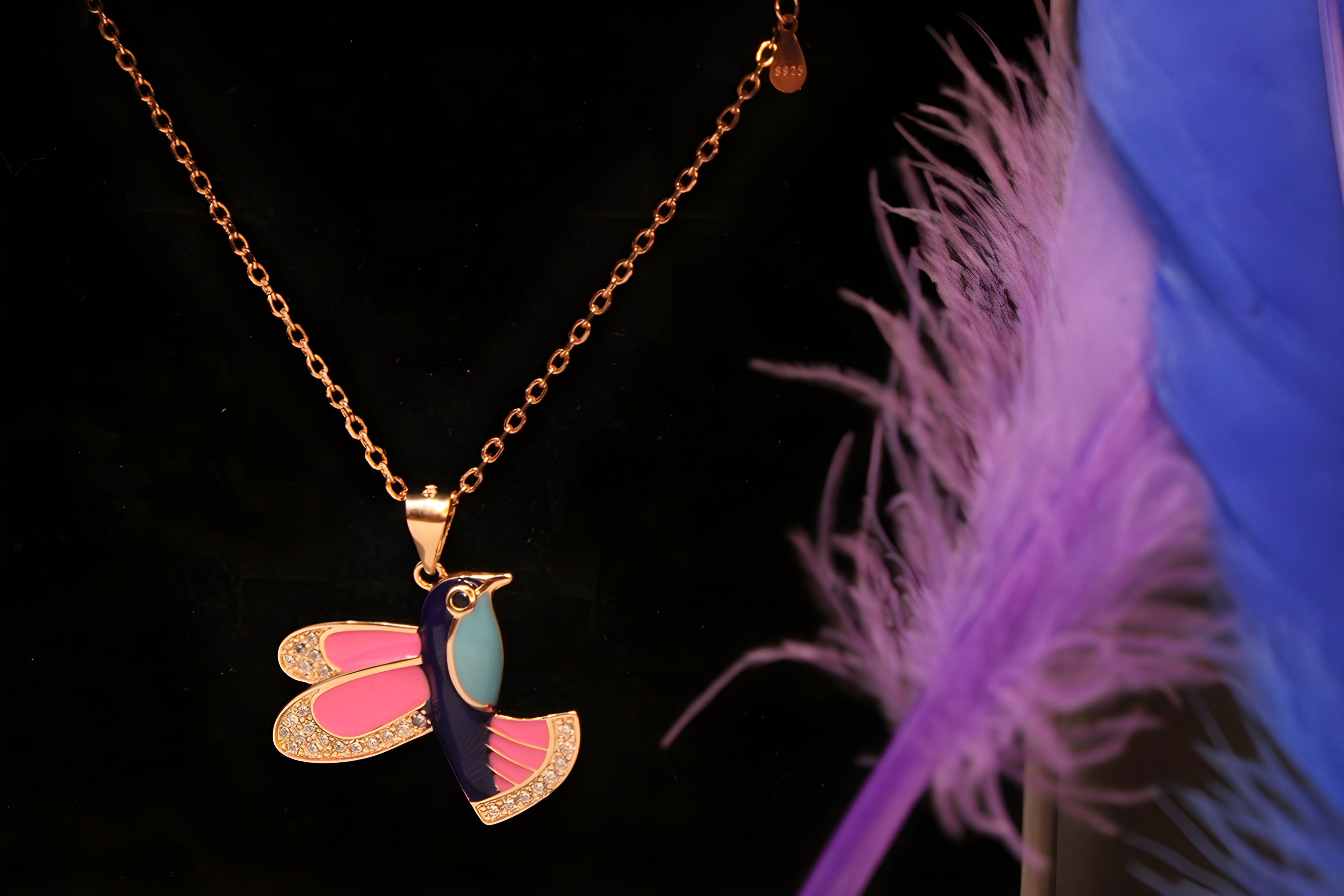 Birdsong Pendant in Sterling Silver with Copper-Gold Color