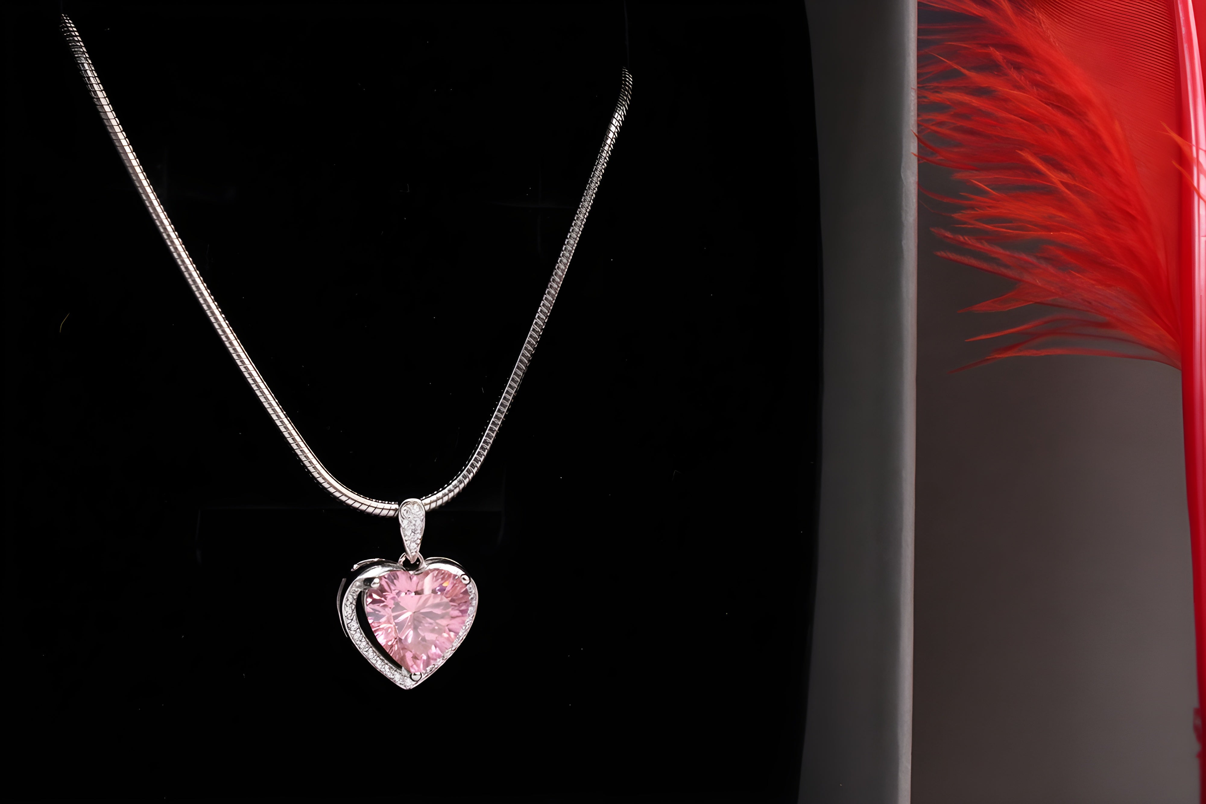 Heart-Shaped Pendant in 92.5 Sterling Silver with VeeLux Premium Crystals