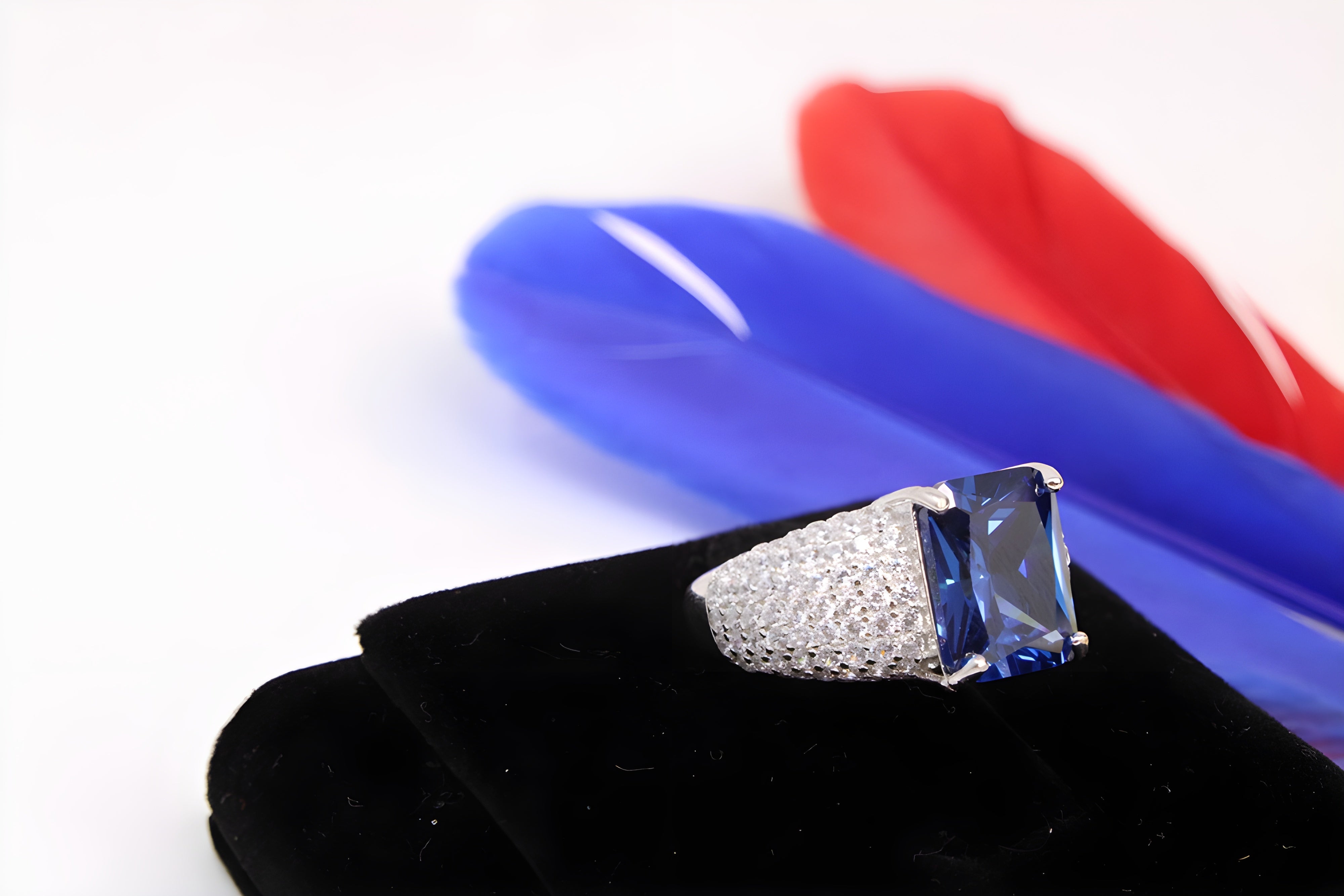 Azure Oasis Sterling Silver VeeLux Premium Crystal Rectangular Ring