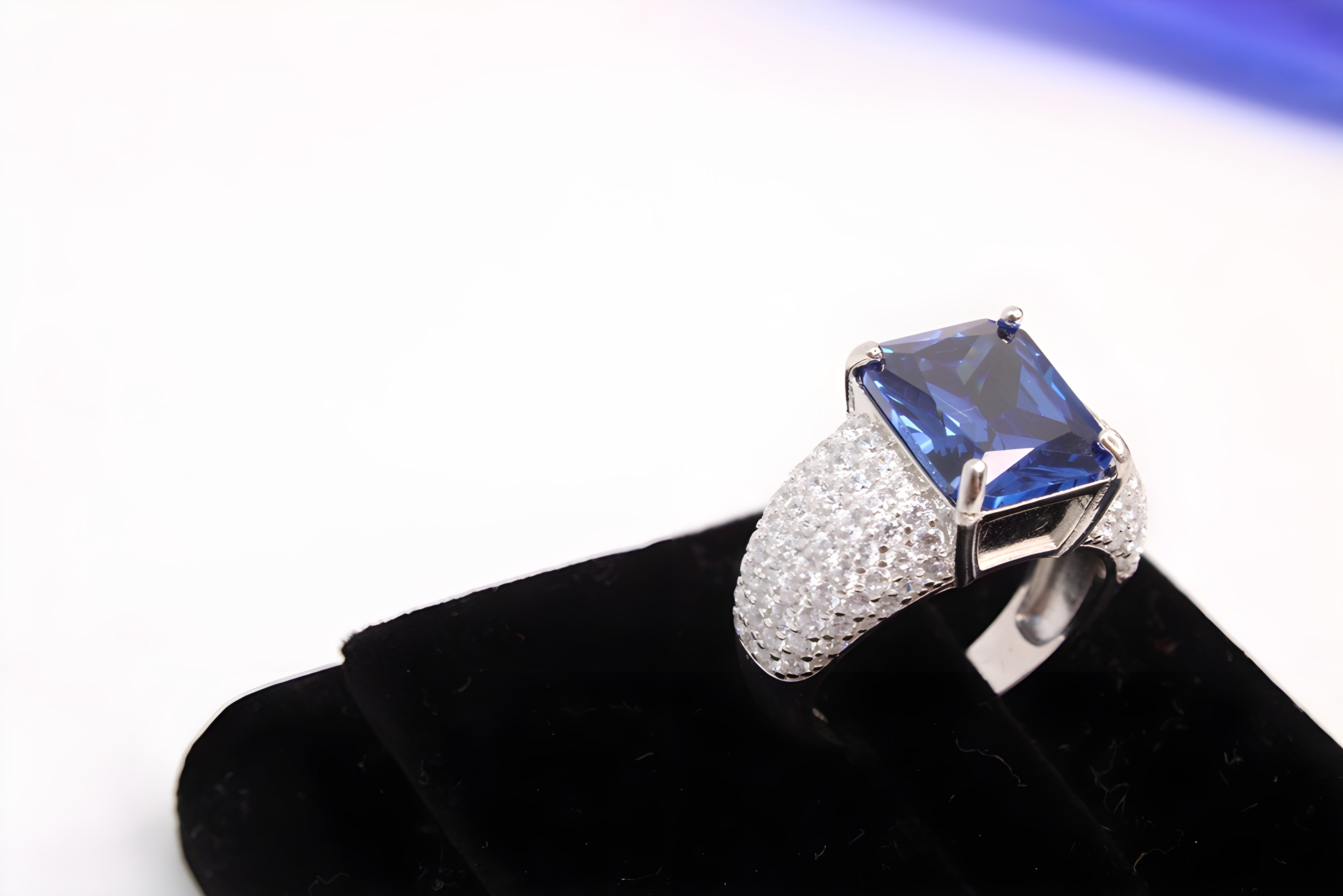 Azure Oasis Sterling Silver VeeLux Premium Crystal Rectangular Ring