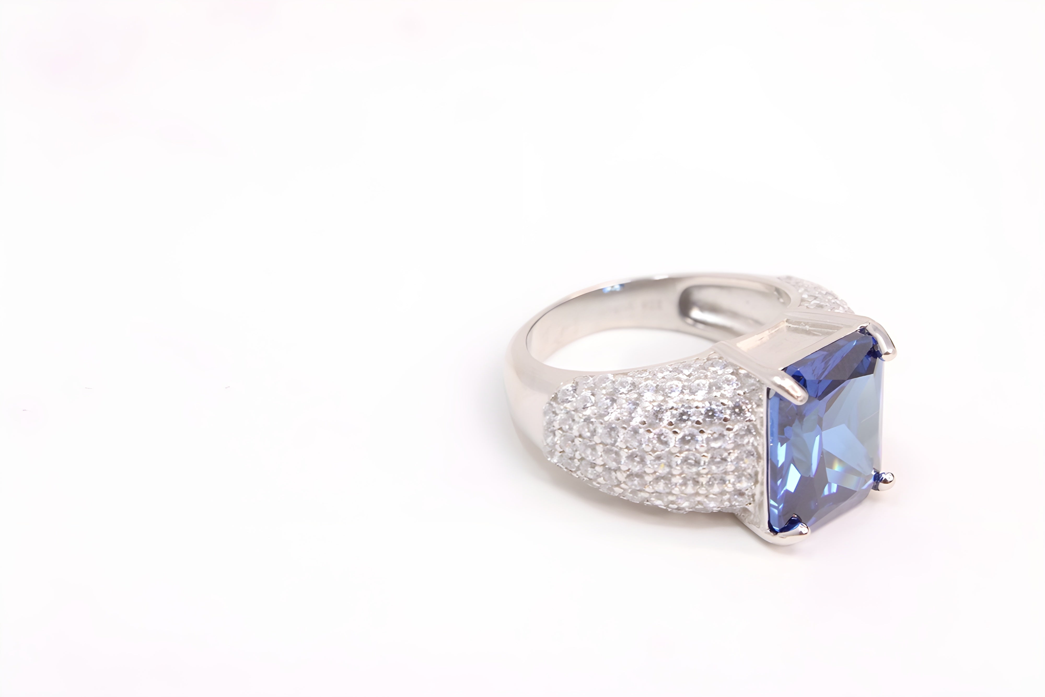Azure Oasis Sterling Silver VeeLux Premium Crystal Rectangular Ring