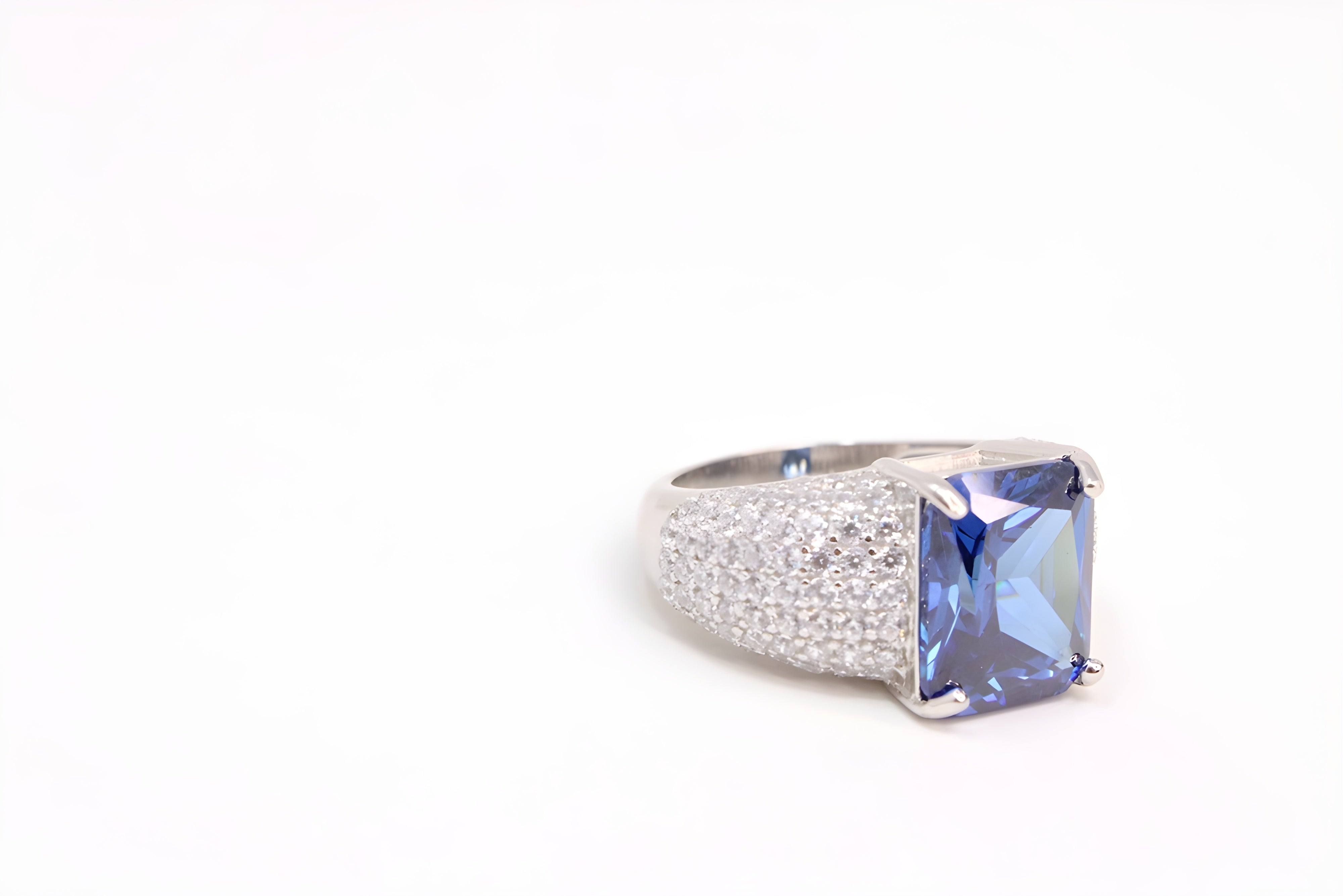 Azure Oasis Sterling Silver VeeLux Premium Crystal Rectangular Ring