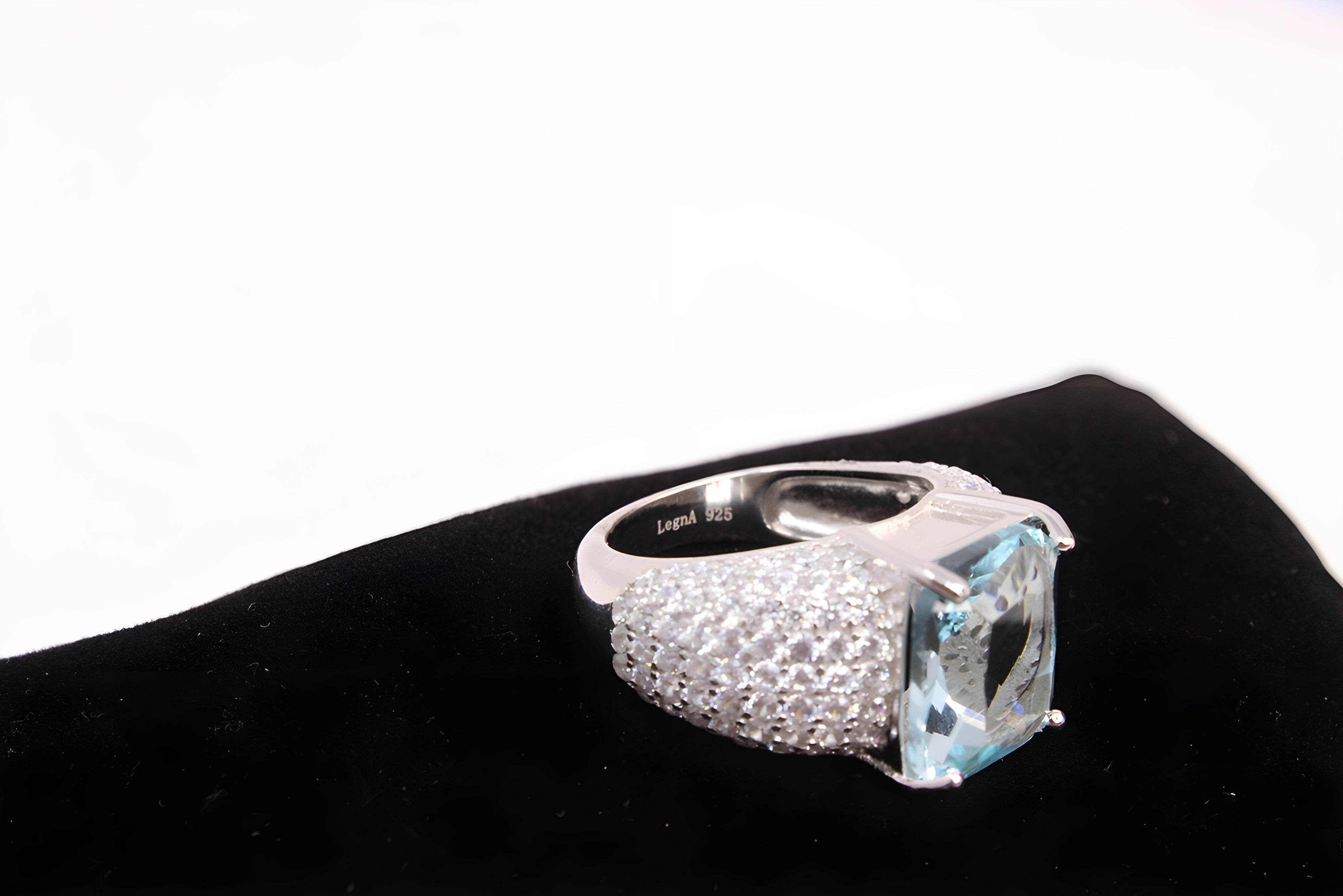 Azure Oasis Sterling Silver VeeLux Premium Crystal Rectangular Ring
