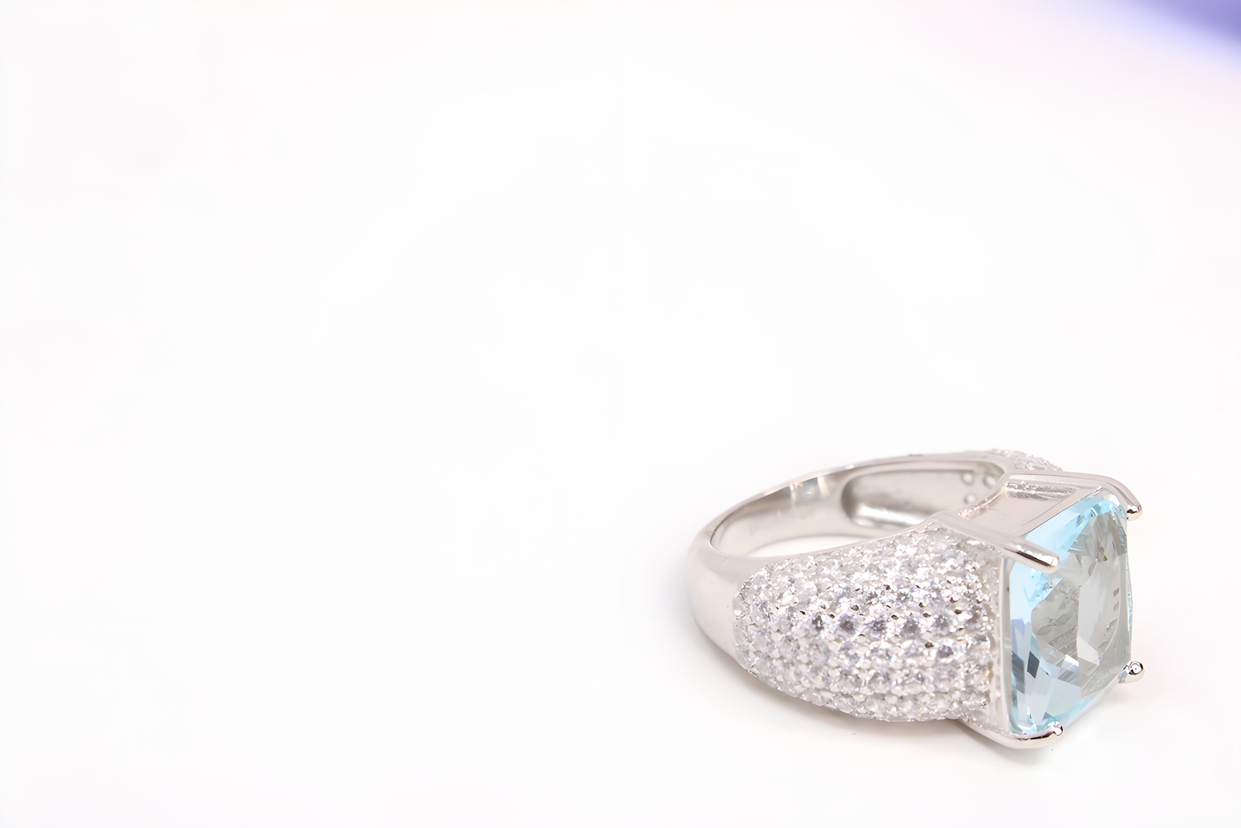 Azure Oasis Sterling Silver VeeLux Premium Crystal Rectangular Ring