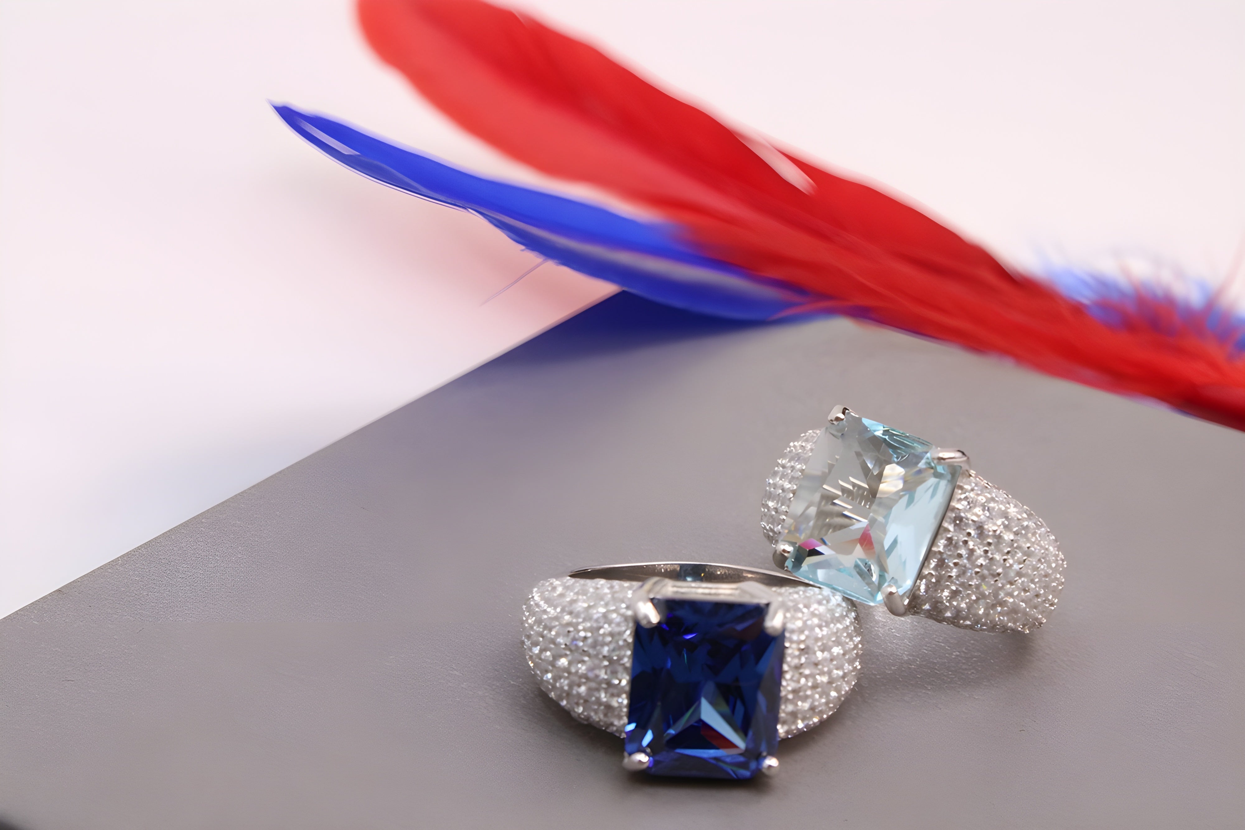 Azure Oasis Sterling Silver VeeLux Premium Crystal Rectangular Ring
