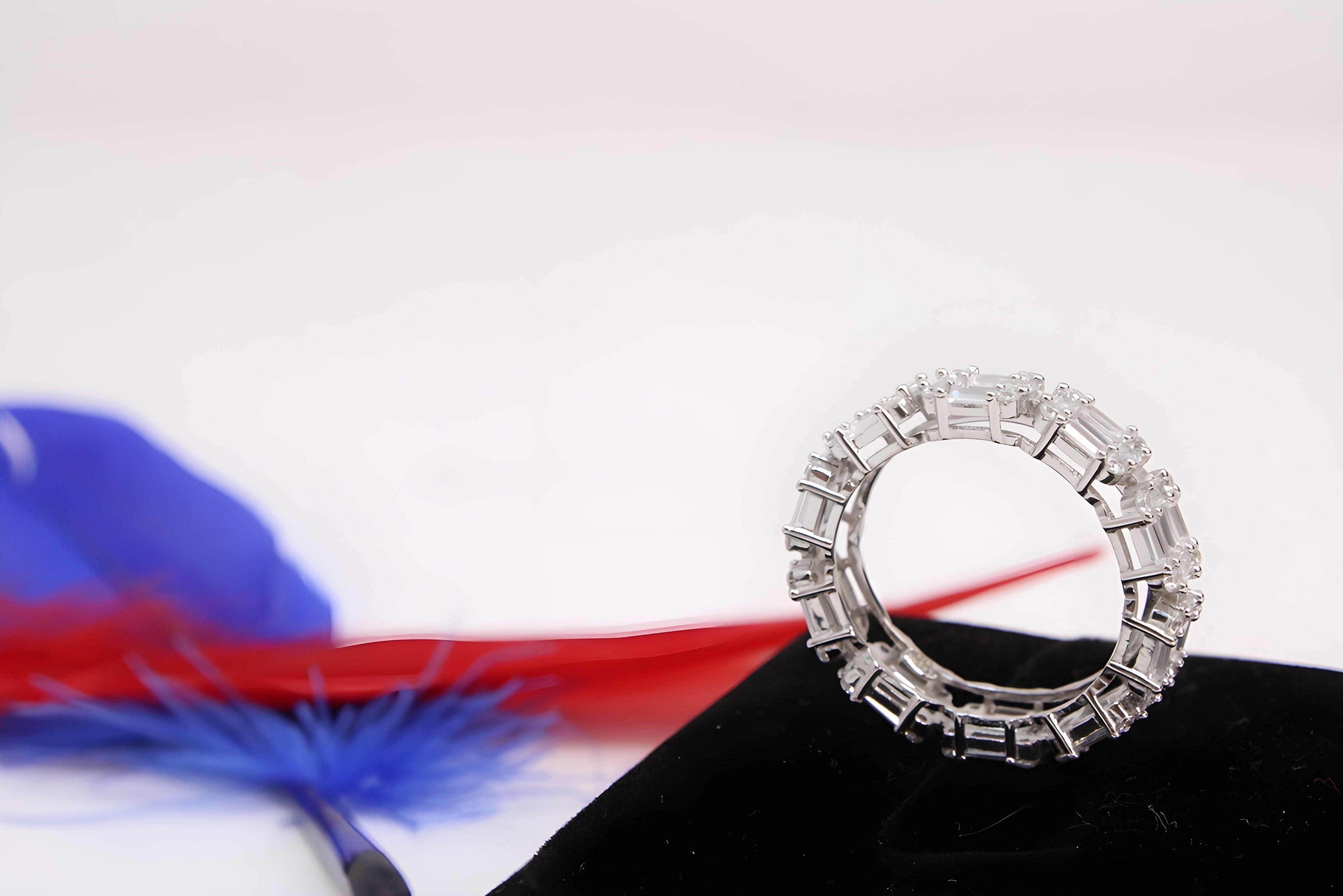 Sterling Silver VeeLux Premium Crystal Radiant Line Ring