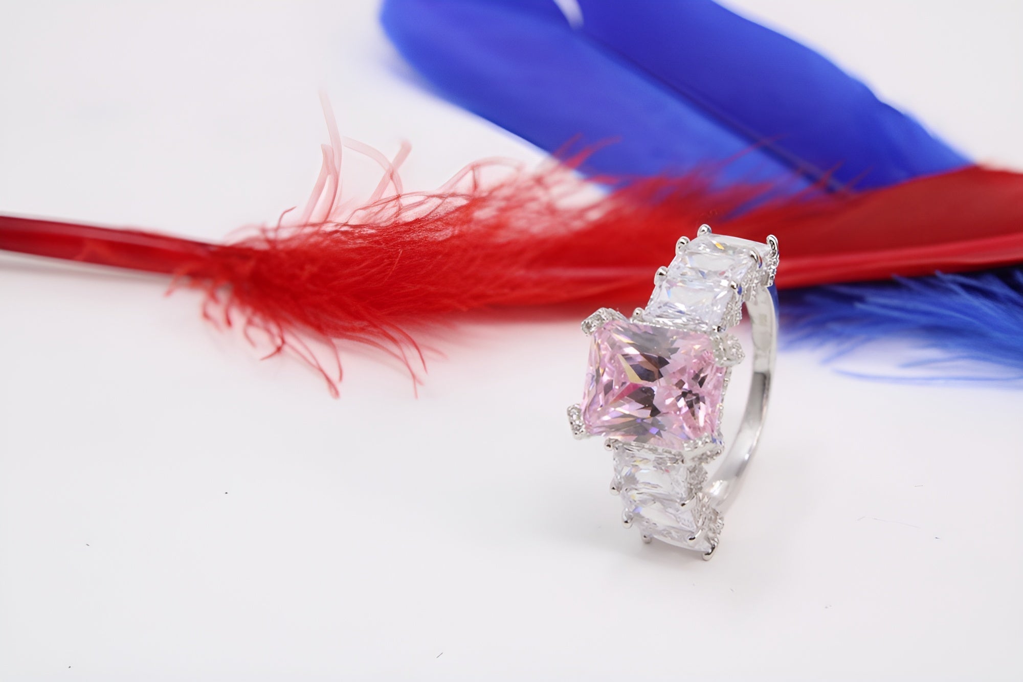 Azure Blossom Sterling Silver VeeLux Premium Crystal Rectangular Ring